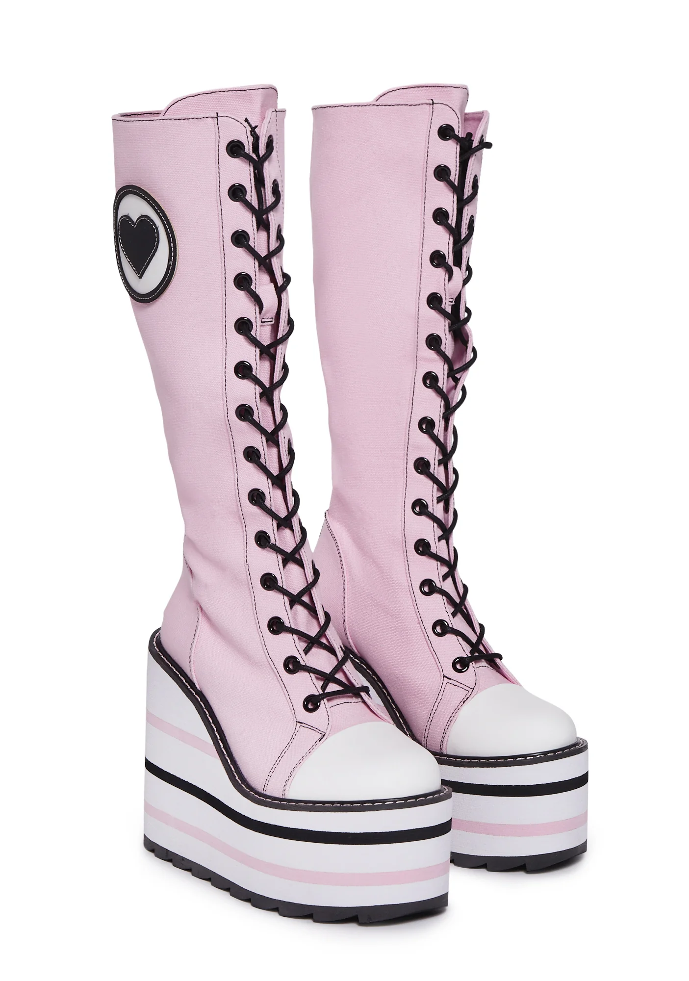 Detention Bondage Platform Boots - Pink/White - Image 3