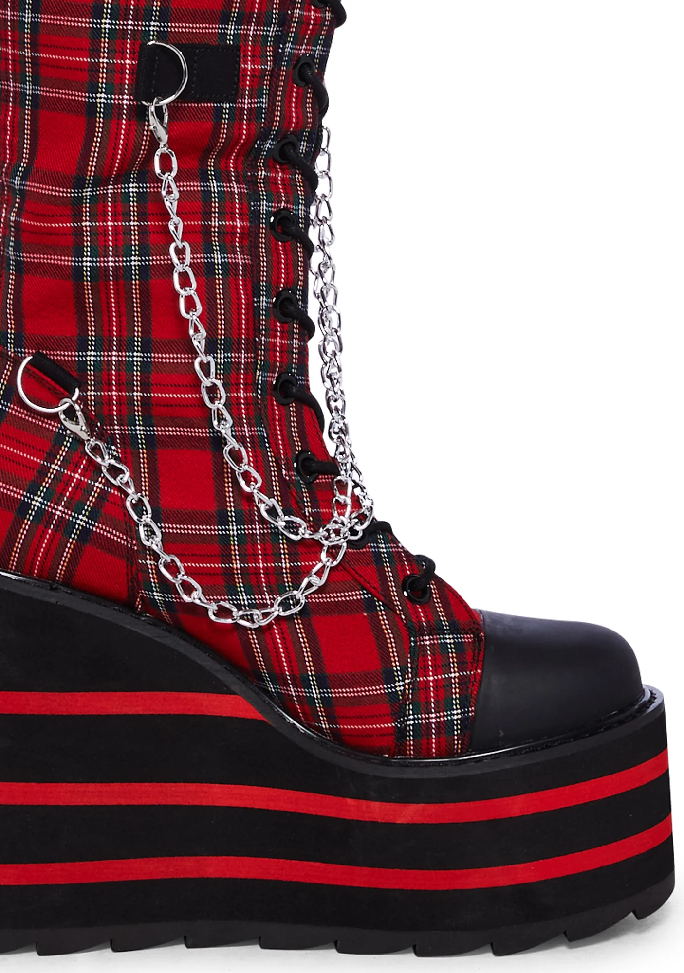 Detention Bondage Platform Boots - Red Plaid - Image 2