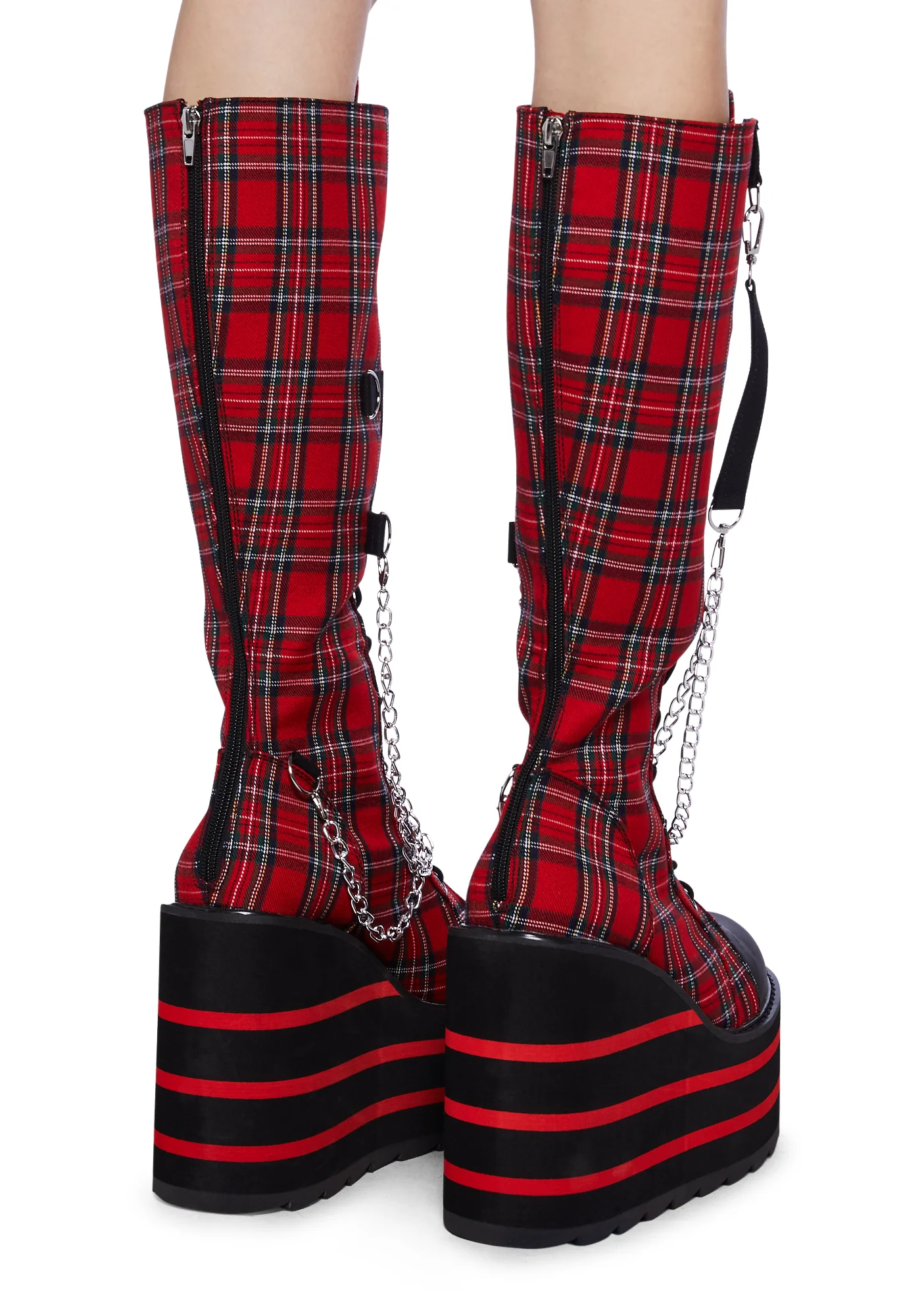 Detention Bondage Platform Boots - Red Plaid - Image 4