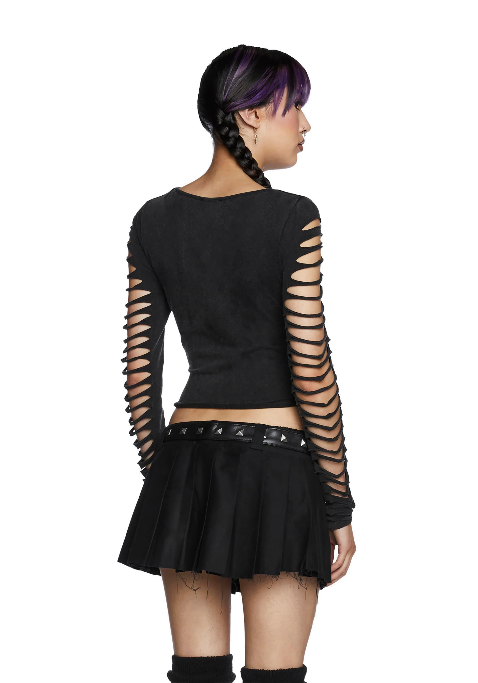 Deviant Curfew Cut-Out Top - Dark Gray - Image 4