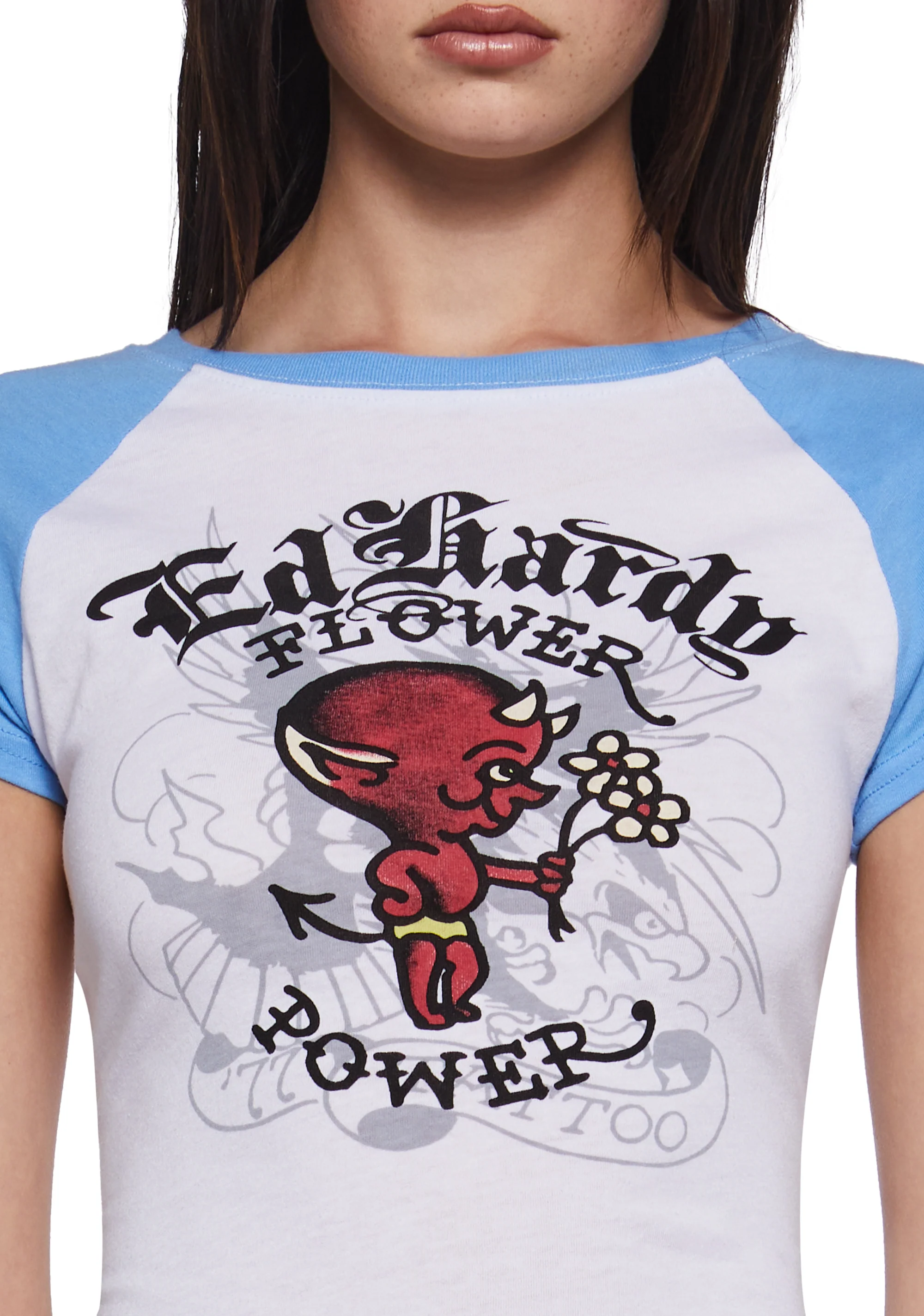 Devil Flower Raglan Baby Tee - Image 5