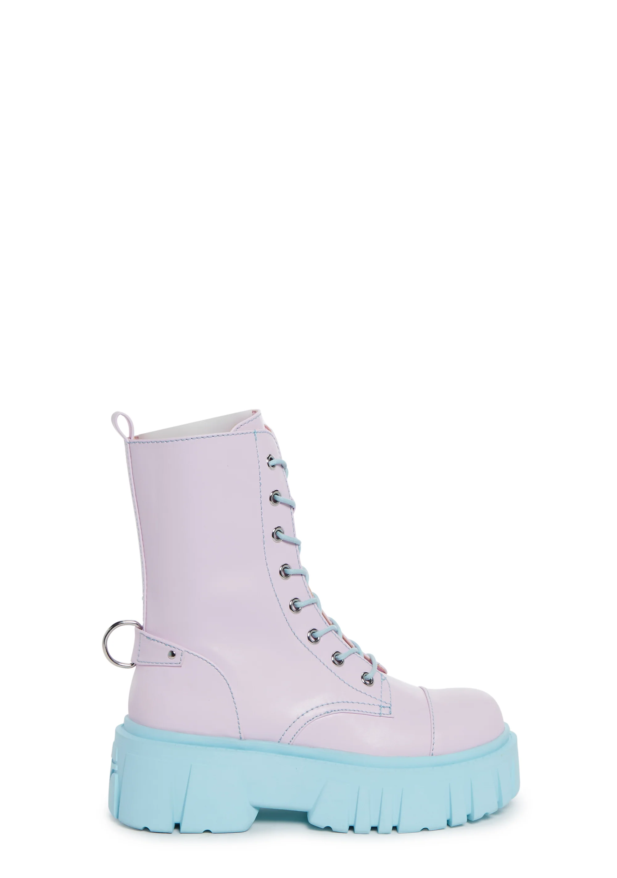 Devil Games Mismatched Combat Boots - Pink - Image 3