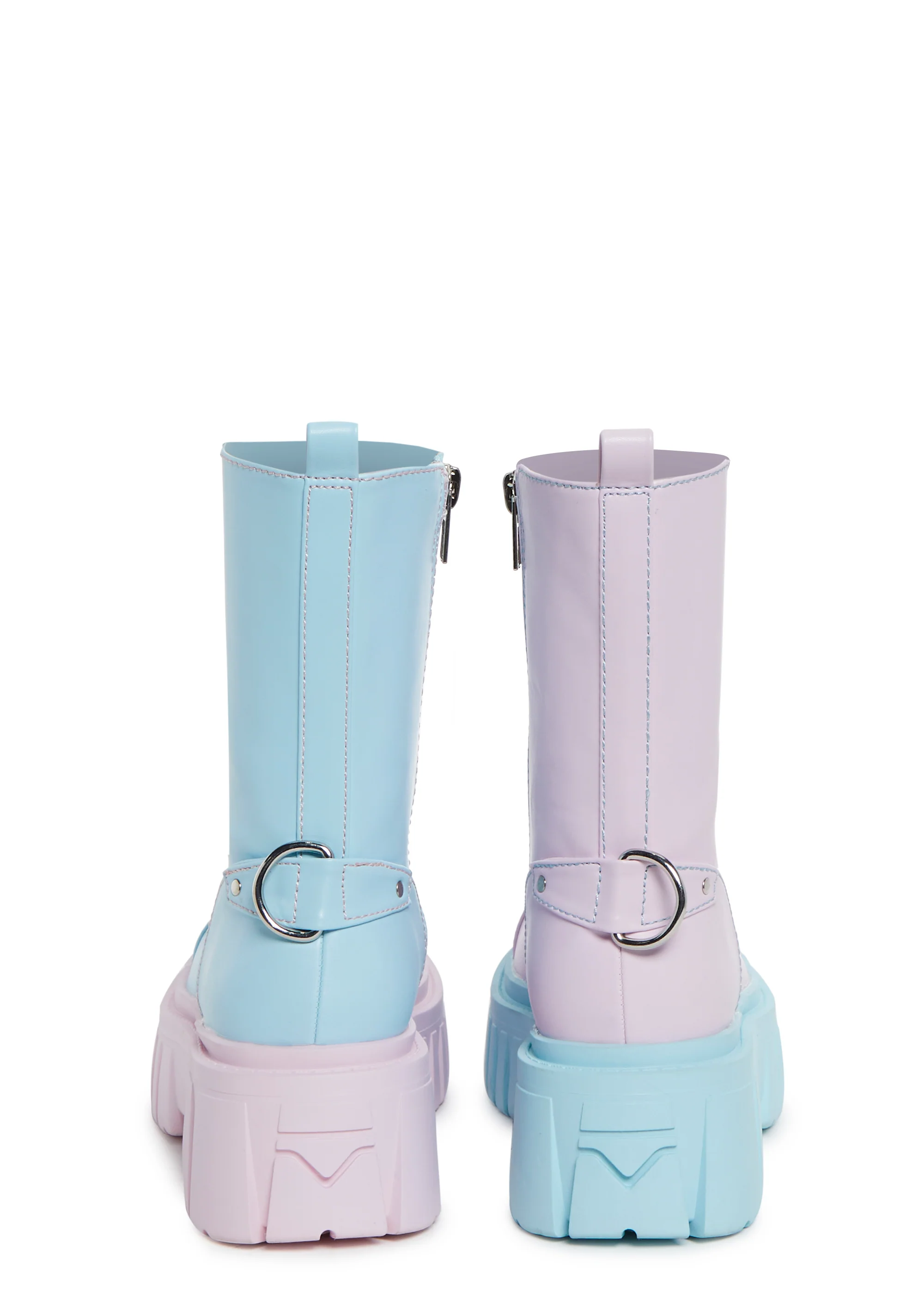 Devil Games Mismatched Combat Boots - Pink - Image 4