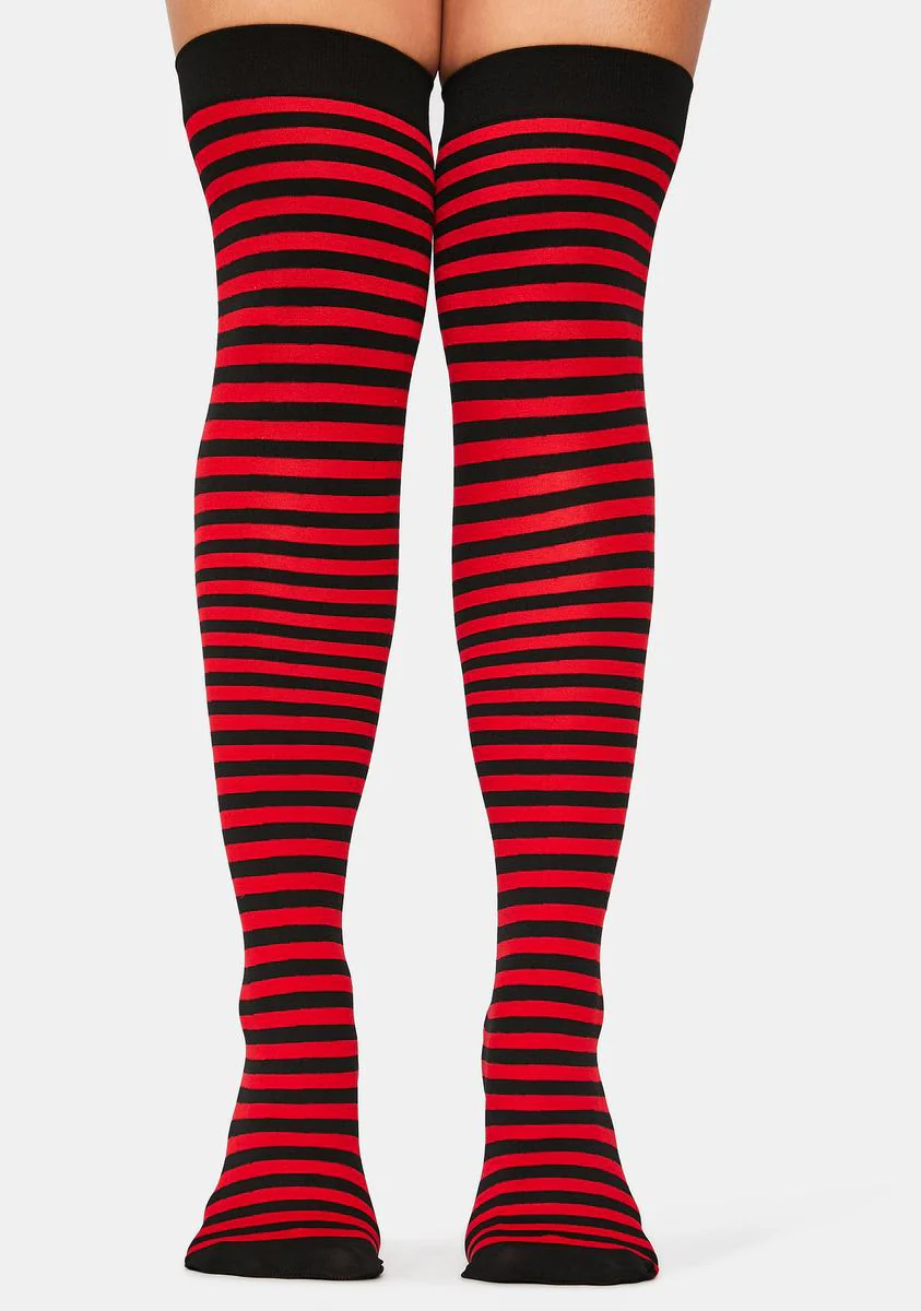 Devil Left 4 Dead Striped Thigh High Socks - Image 2