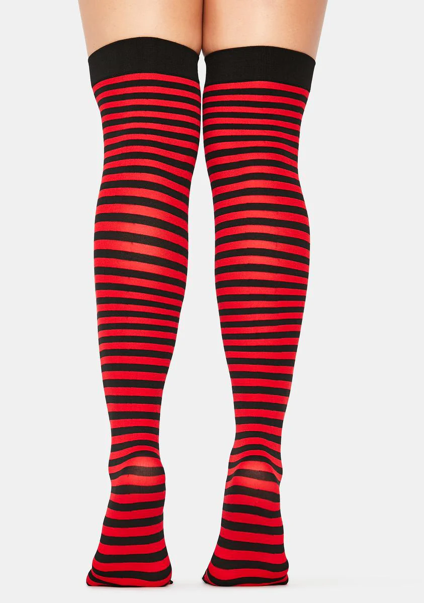 Devil Left 4 Dead Striped Thigh High Socks - Image 3
