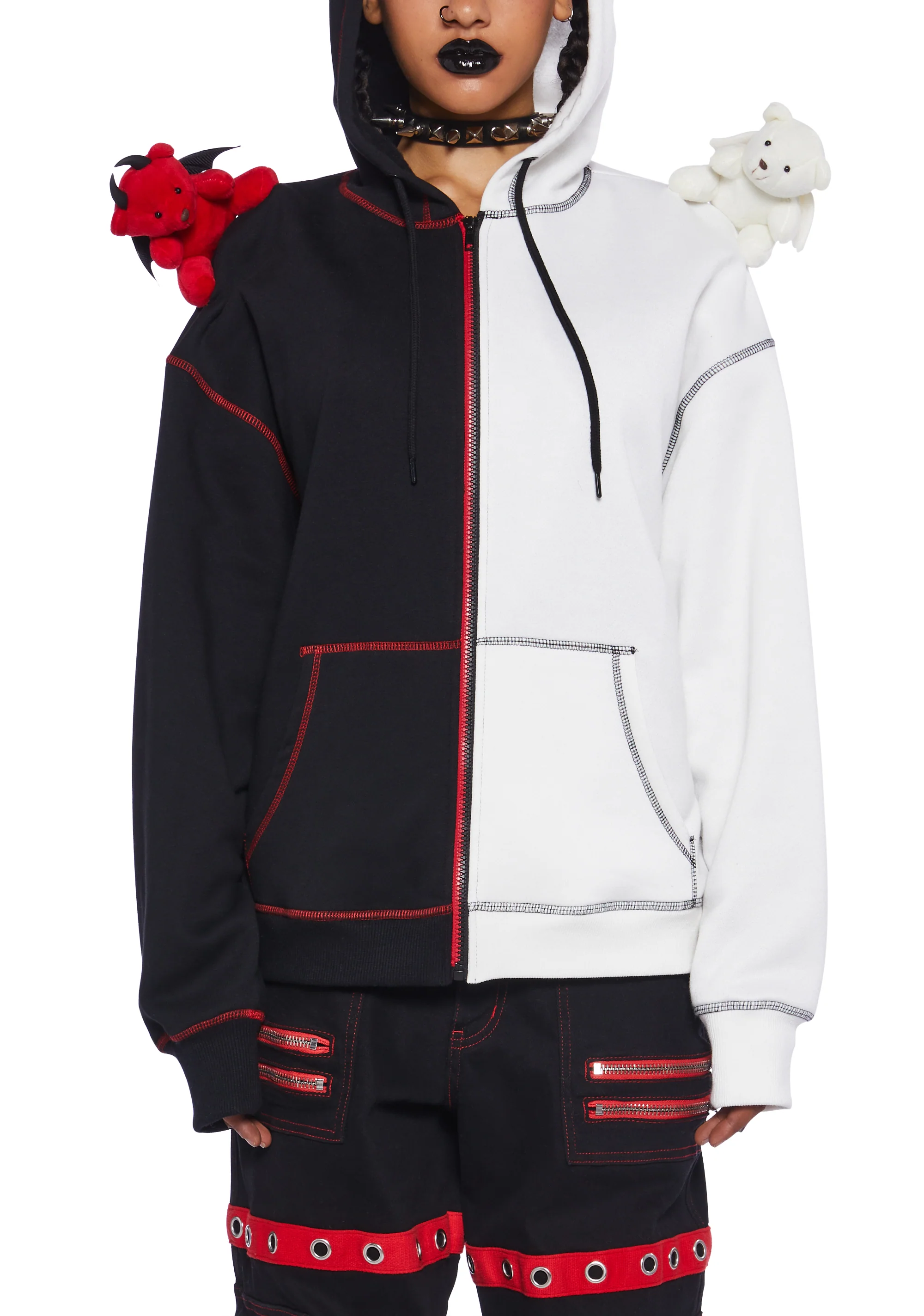 Devil Or Angel Zip-Up Hoodie - Image 6