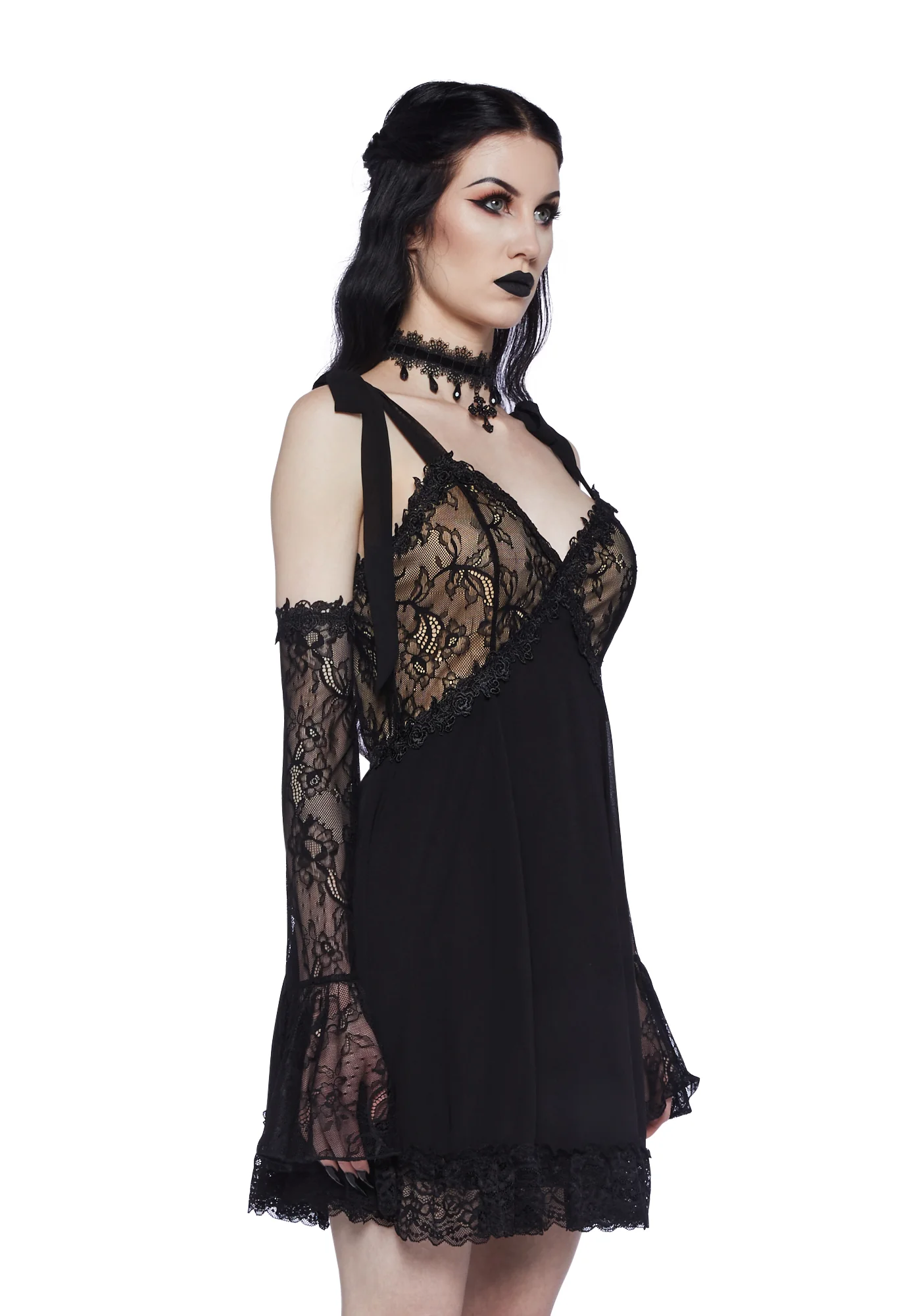 Devil's Delight Mini Lace Dress - Image 3