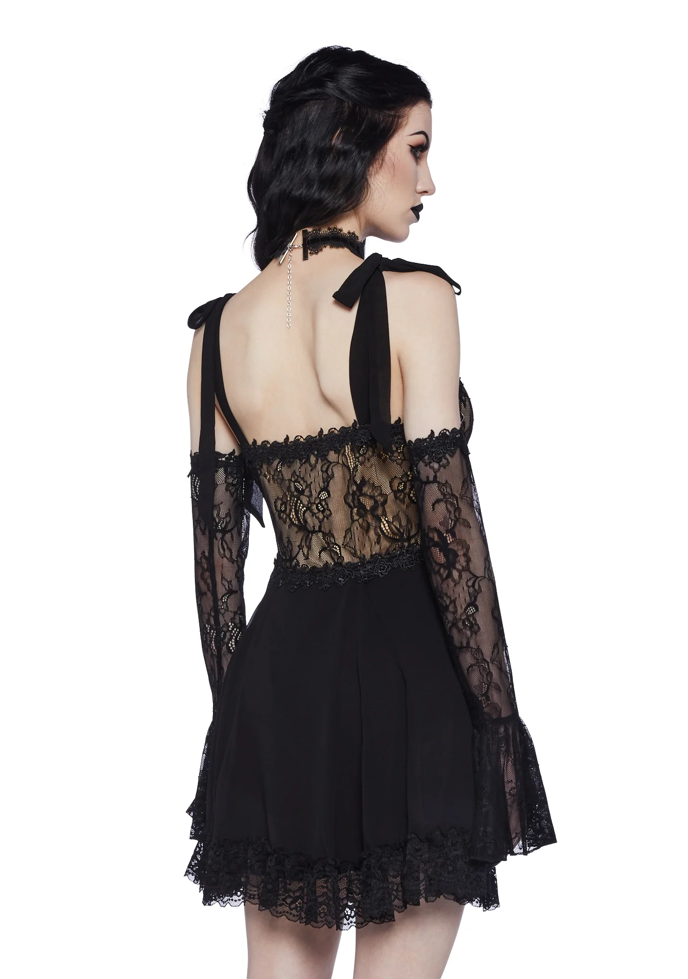 Devil's Delight Mini Lace Dress - Image 4