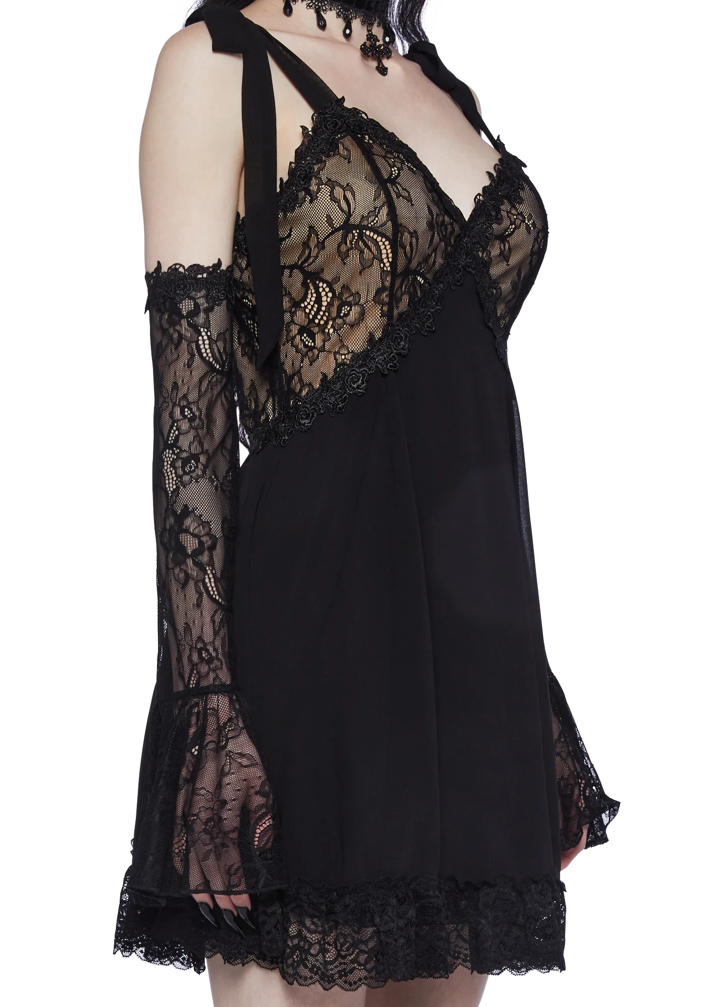 Devil's Delight Mini Lace Dress - Image 5