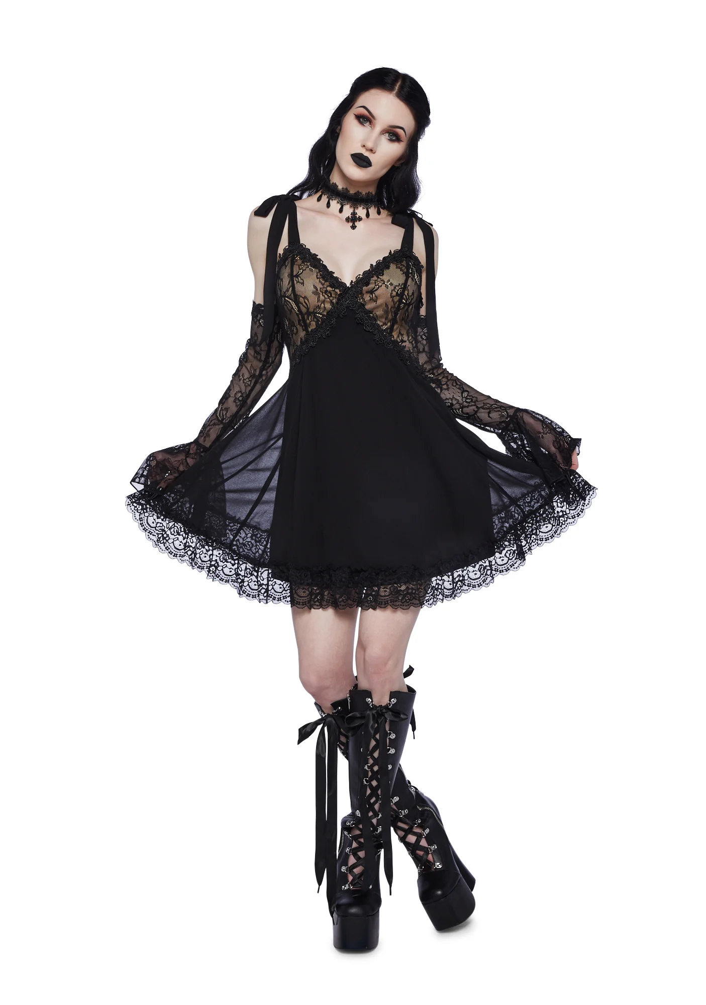 Devil's Delight Mini Lace Dress - Image 6