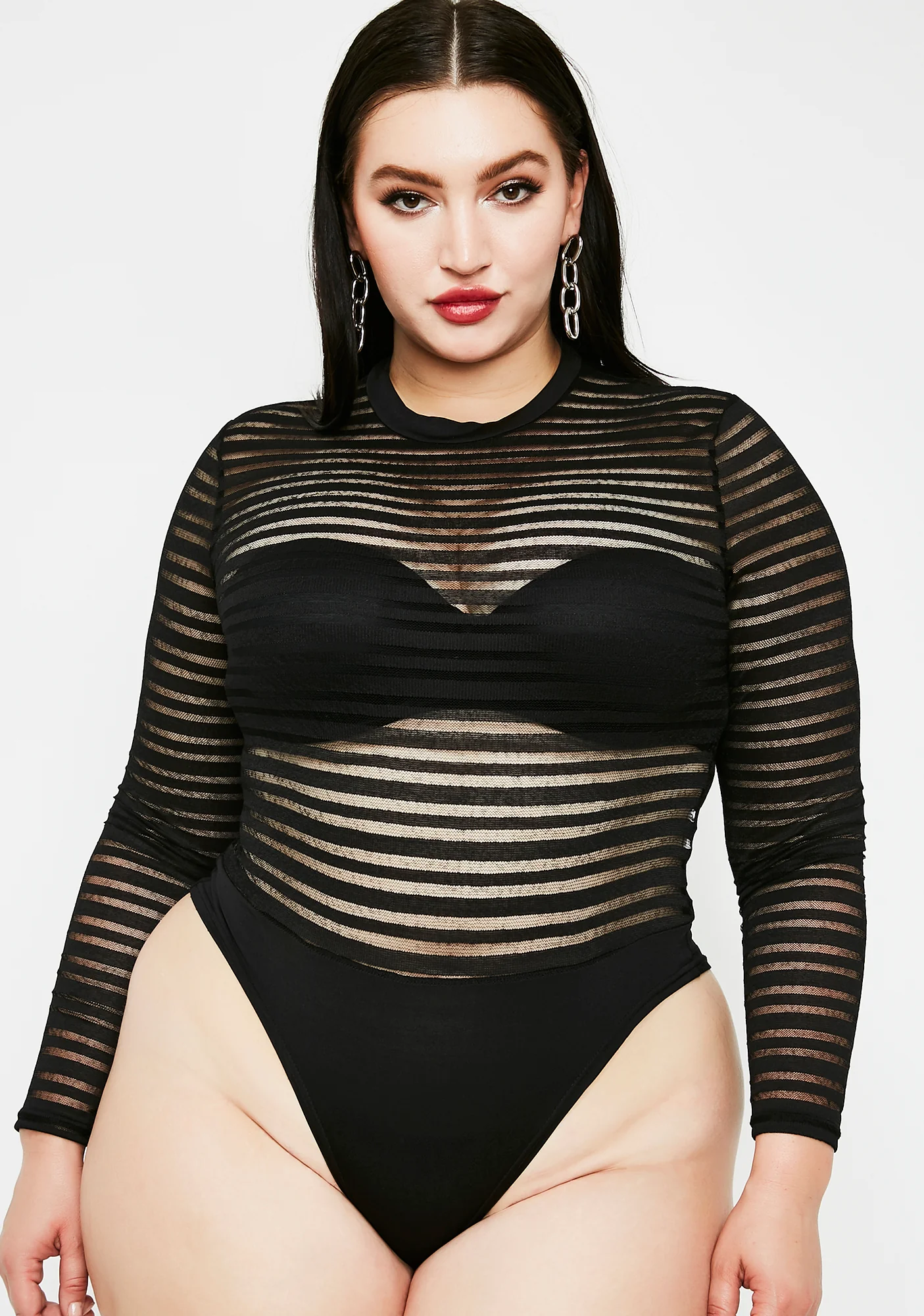 Devious Dark Dreams Striped Bodysuit - Image 3