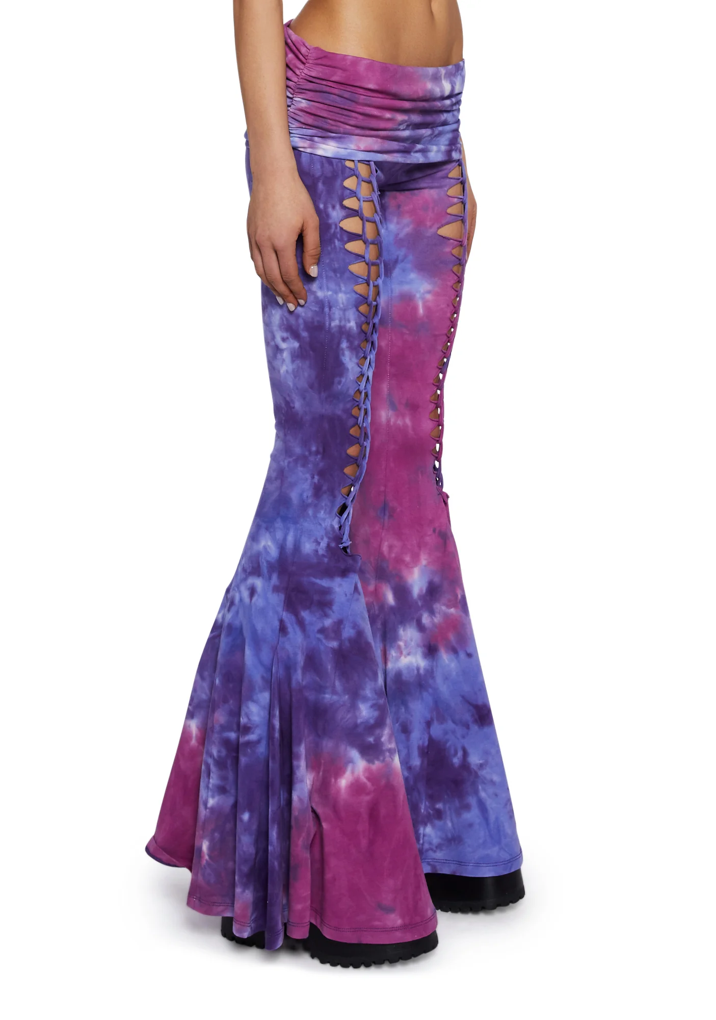 Dew Morning Lace-Up Flare Pants-Tie Dye - Image 3