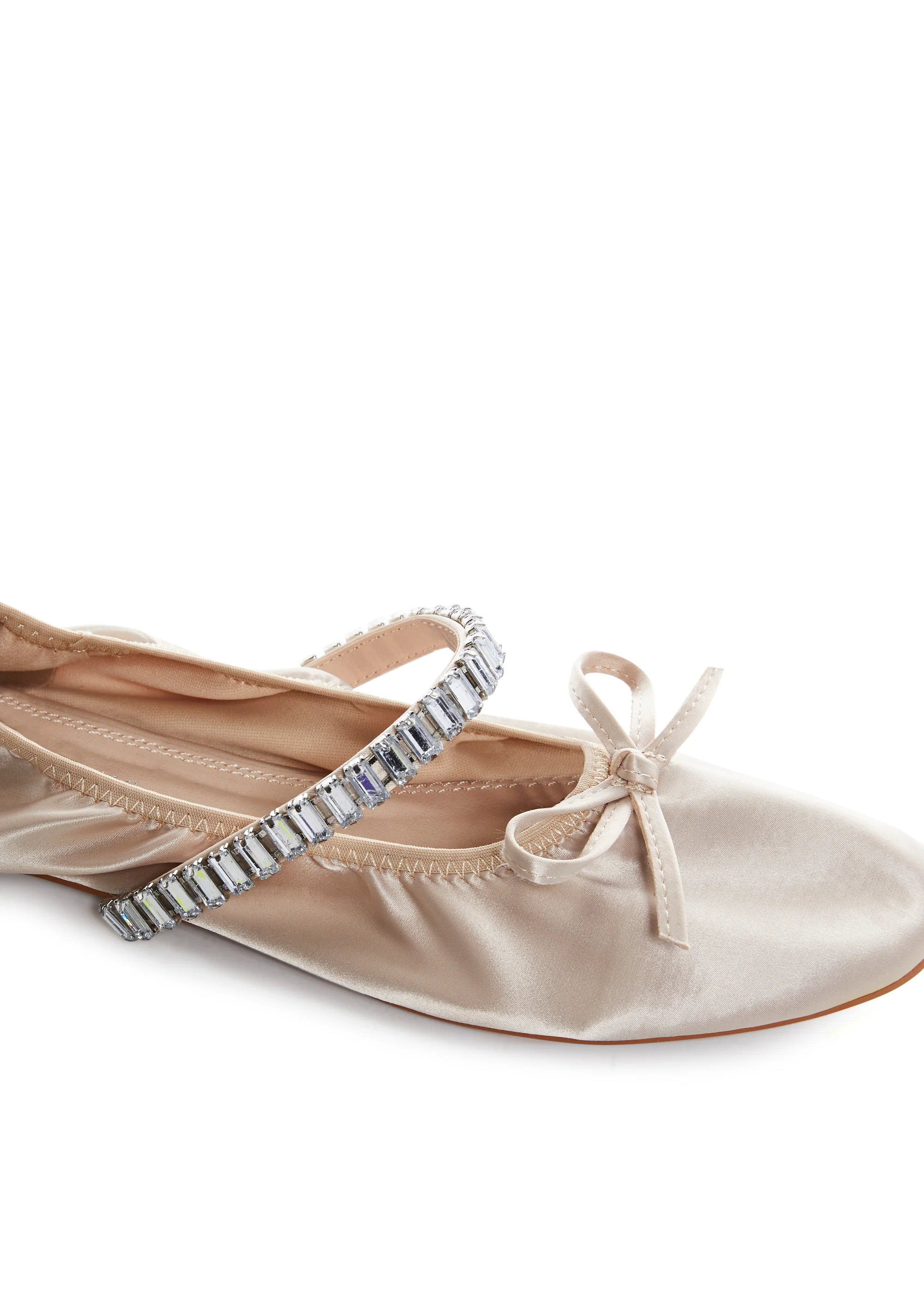 Diamante Ballet Flats - Nude - Image 2