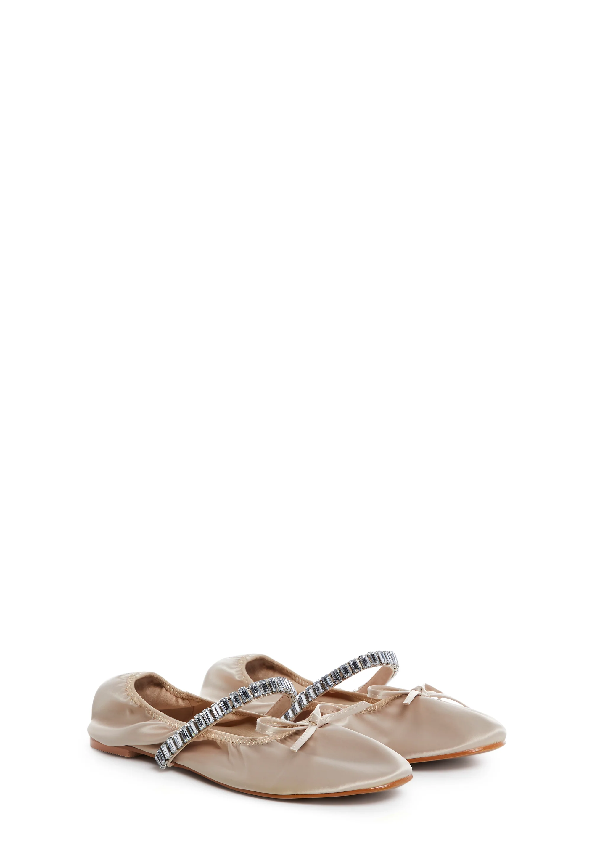 Diamante Ballet Flats - Nude - Image 3