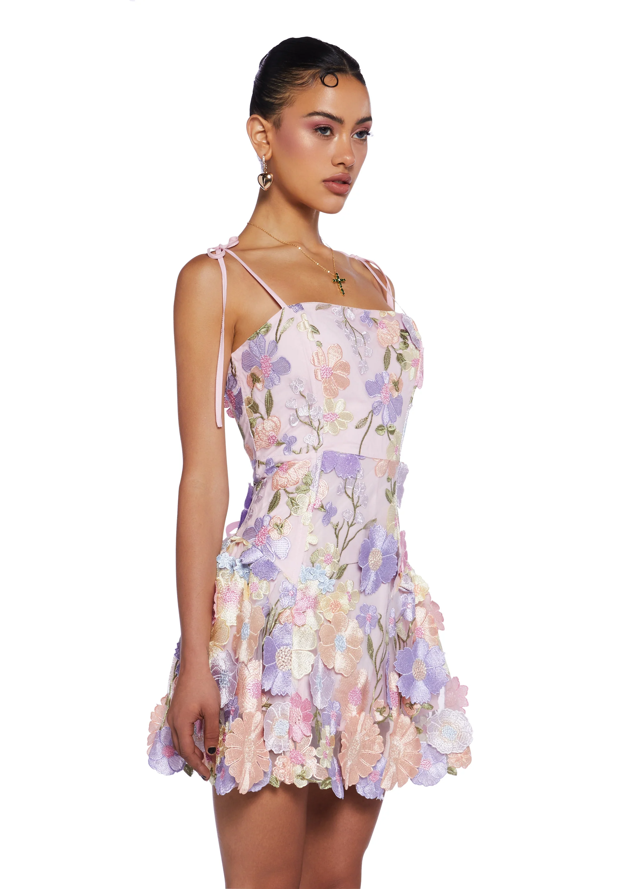 Floral Dreams Mini Dress - Light Purple - Image 3