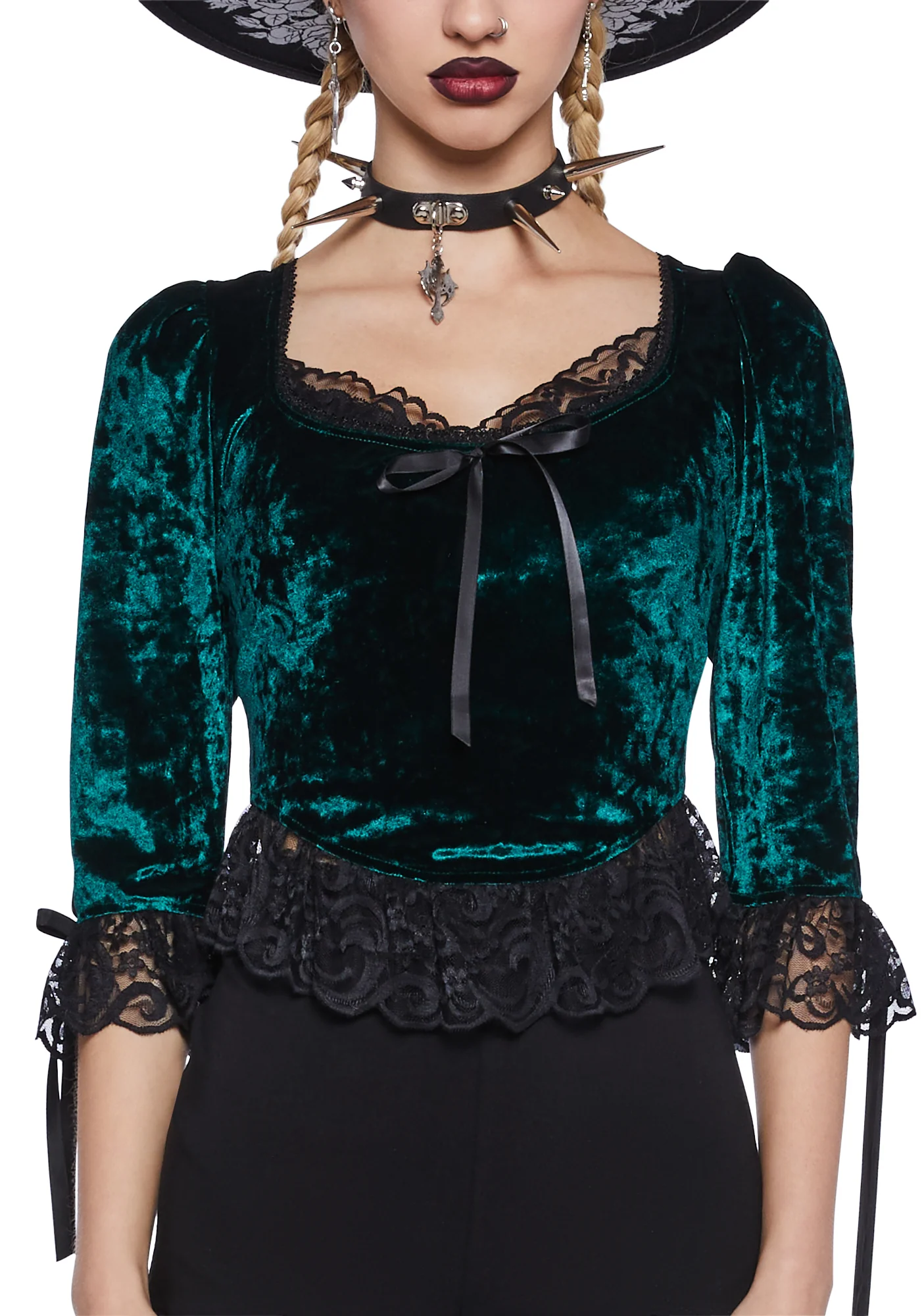 Dim The Light Velvet Bustier Top - Green - Image 2