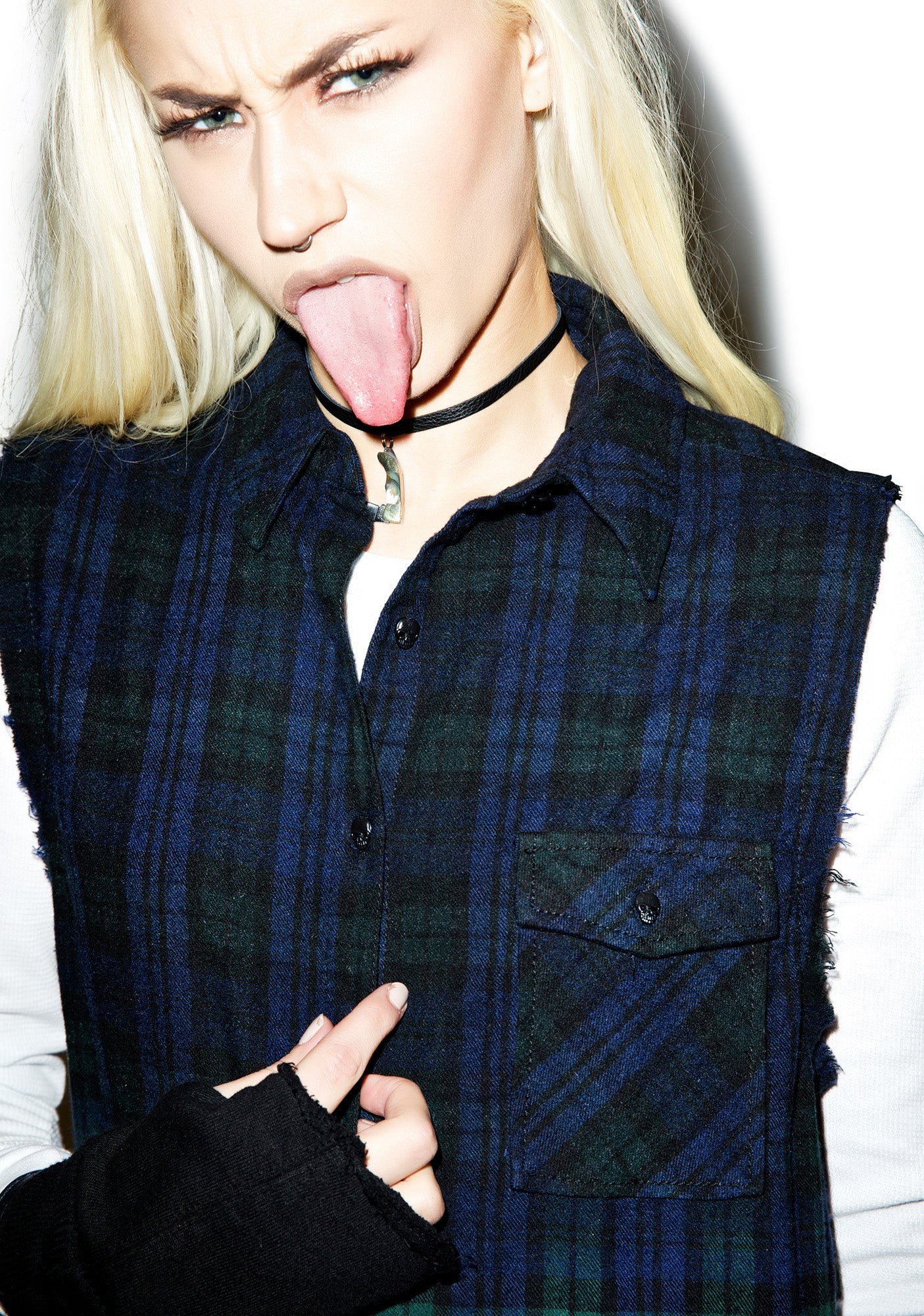 Dip Dye Sleeveless Flannel - Green - Image 3