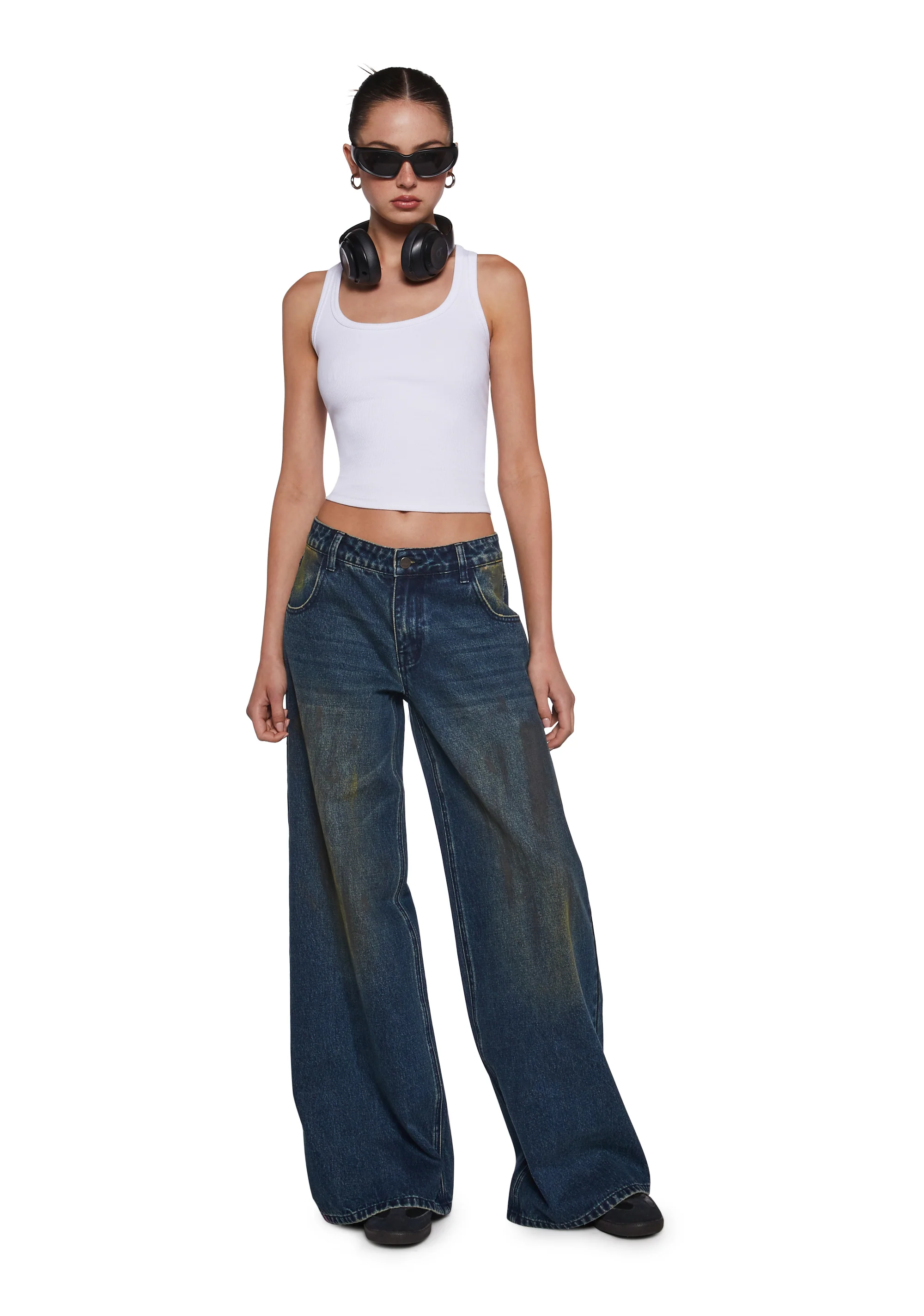 Sinful Attitude Wide Leg Jeans - Dirty Blue - Image 2