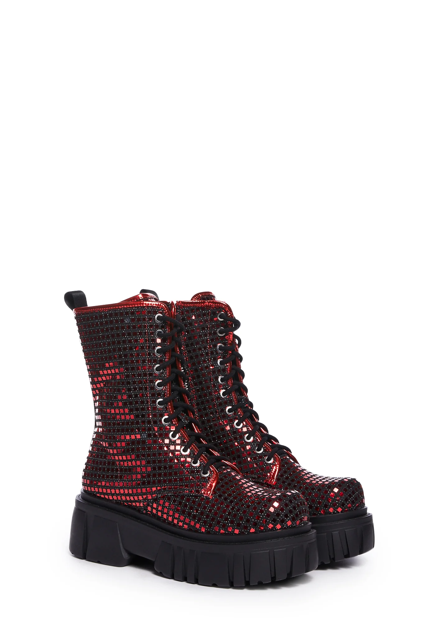 Disco Fusion Combat Boots - Red - Image 3