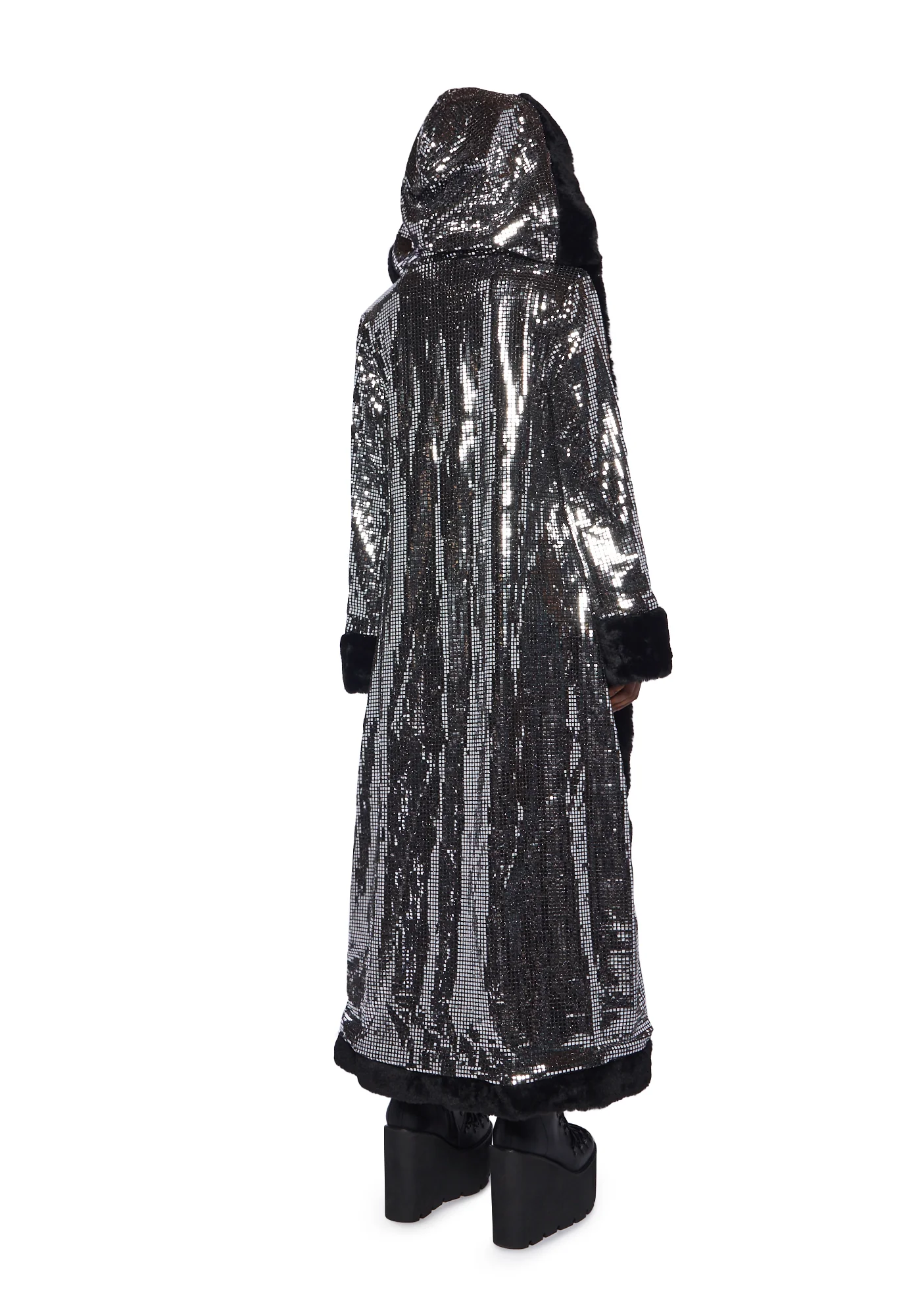 Disco Fusion Hooded Duster - Silver - Image 4