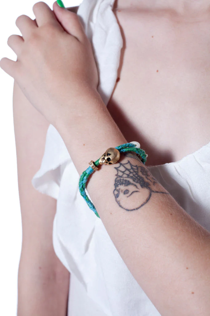 Disney Couture Pirates of the Caribbean Braided Skull Bracelet - Pink - Image 3