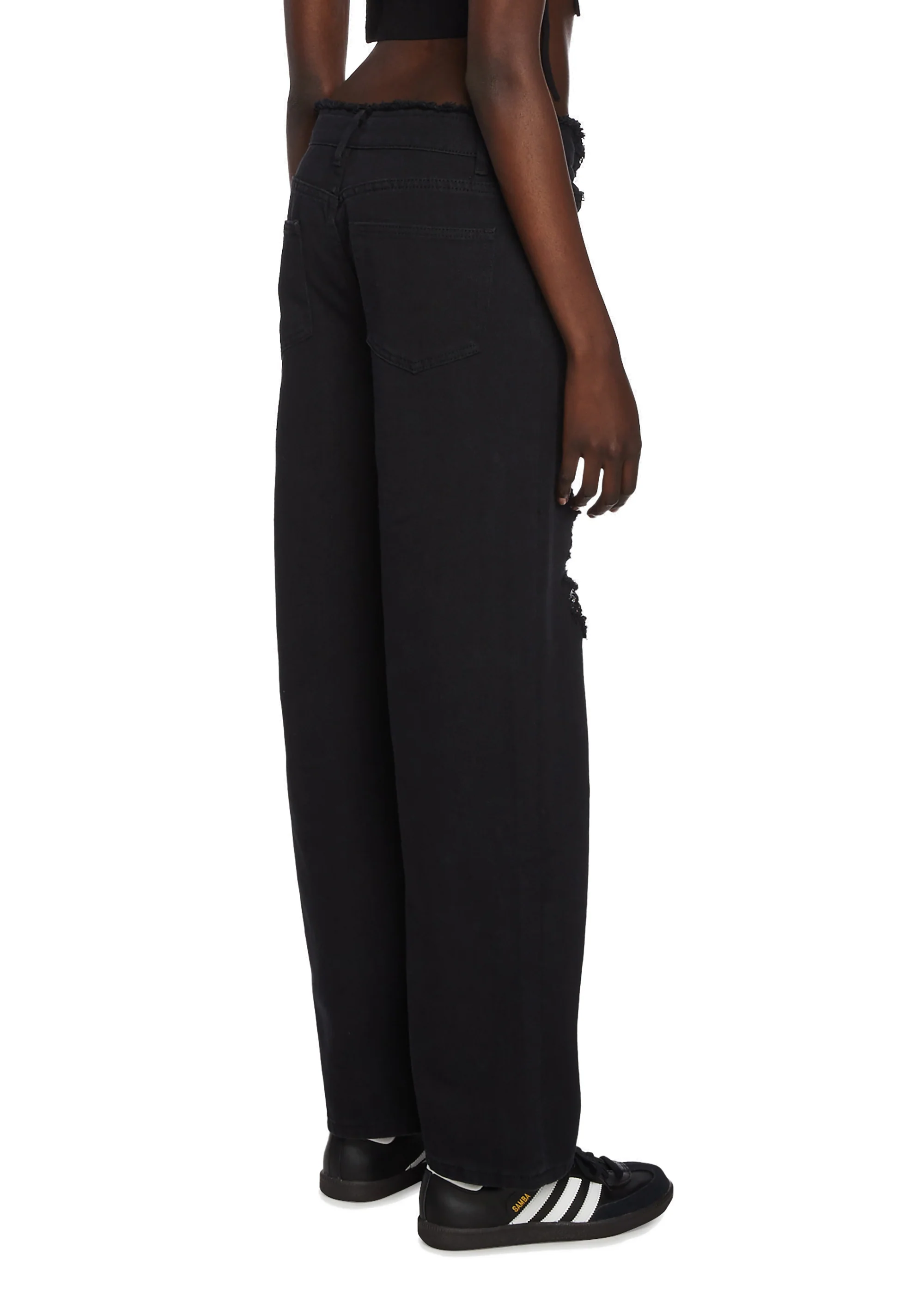 Distressed Fold Over Boyfriend Jeans - Image 4