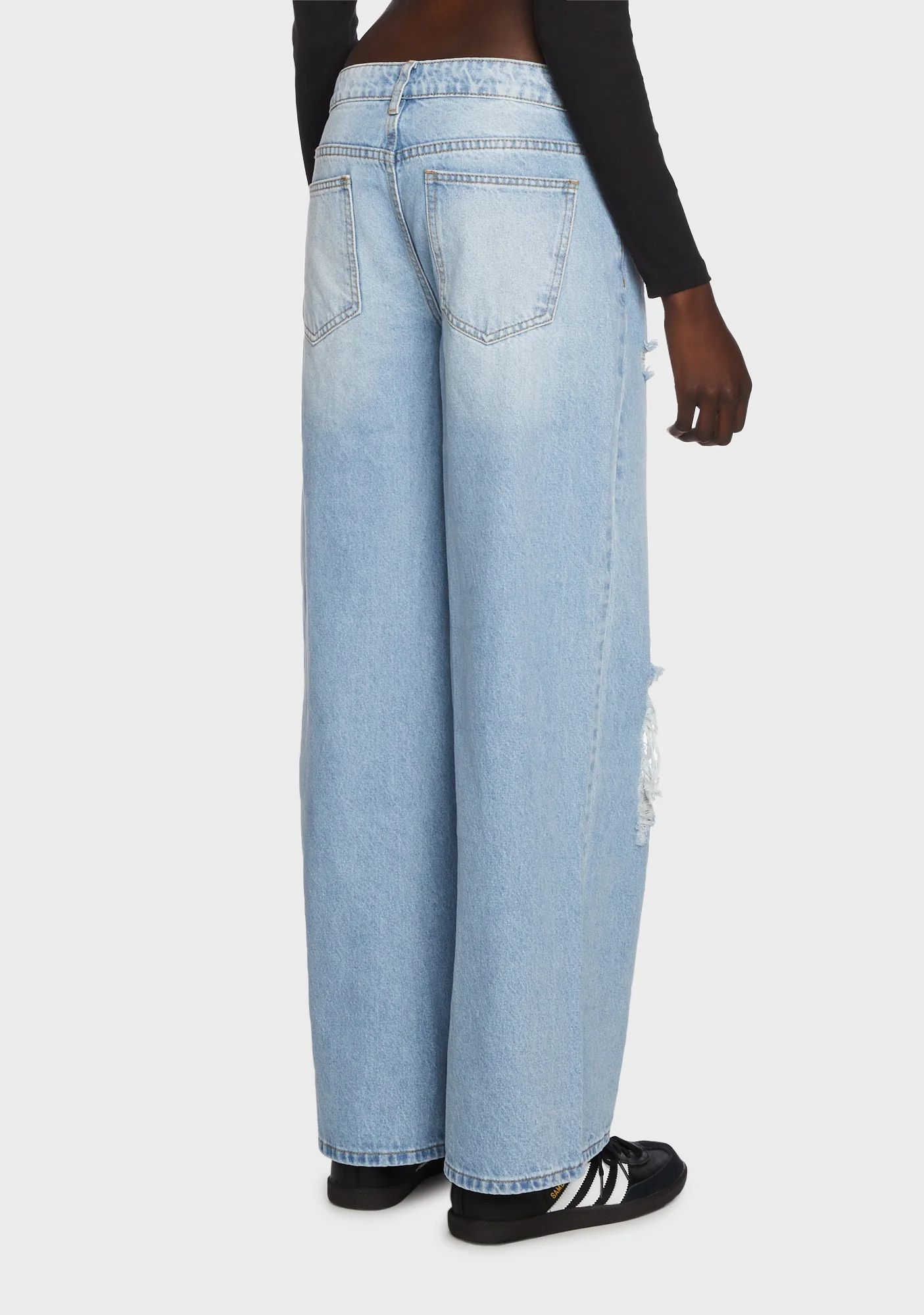 Distressed Low Rise Boyfriend Jeans - Image 4