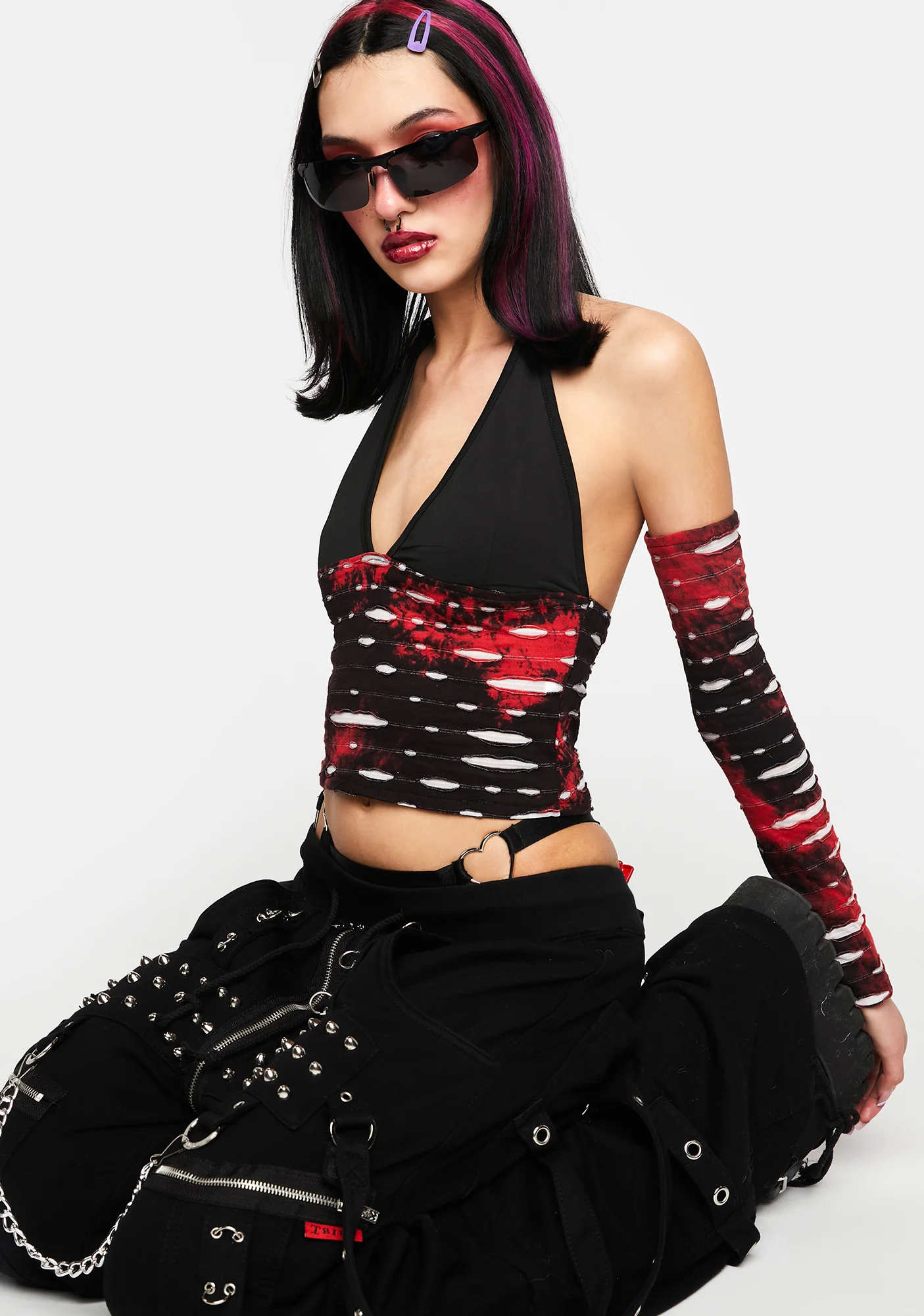 Distressed Mess Top And Arm Warmers - Image 3