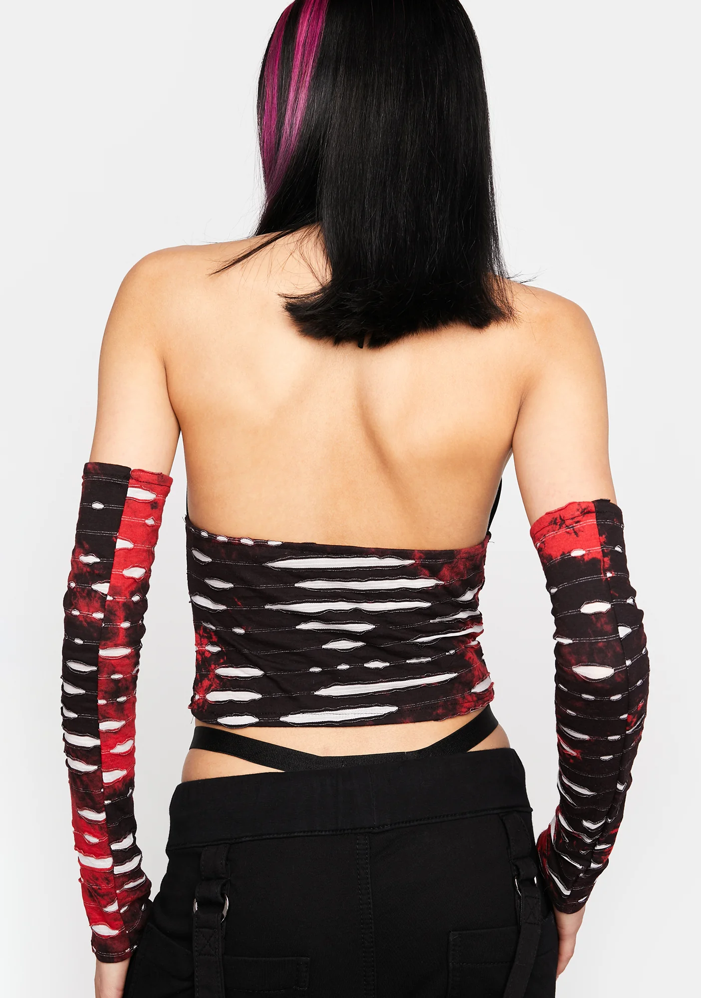 Distressed Mess Top And Arm Warmers - Image 4