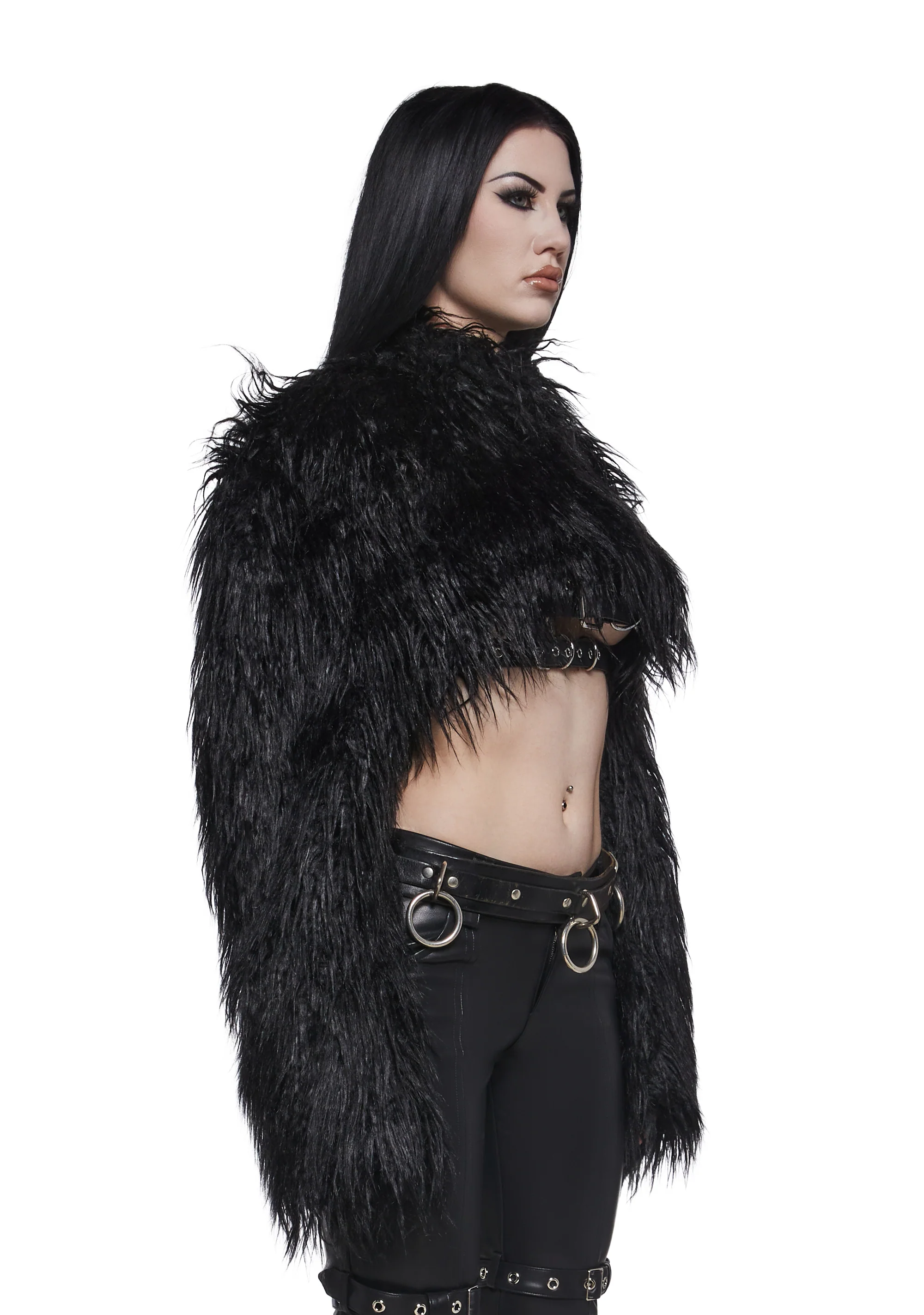 Diva Faux Fur Bolero - Black - Image 3