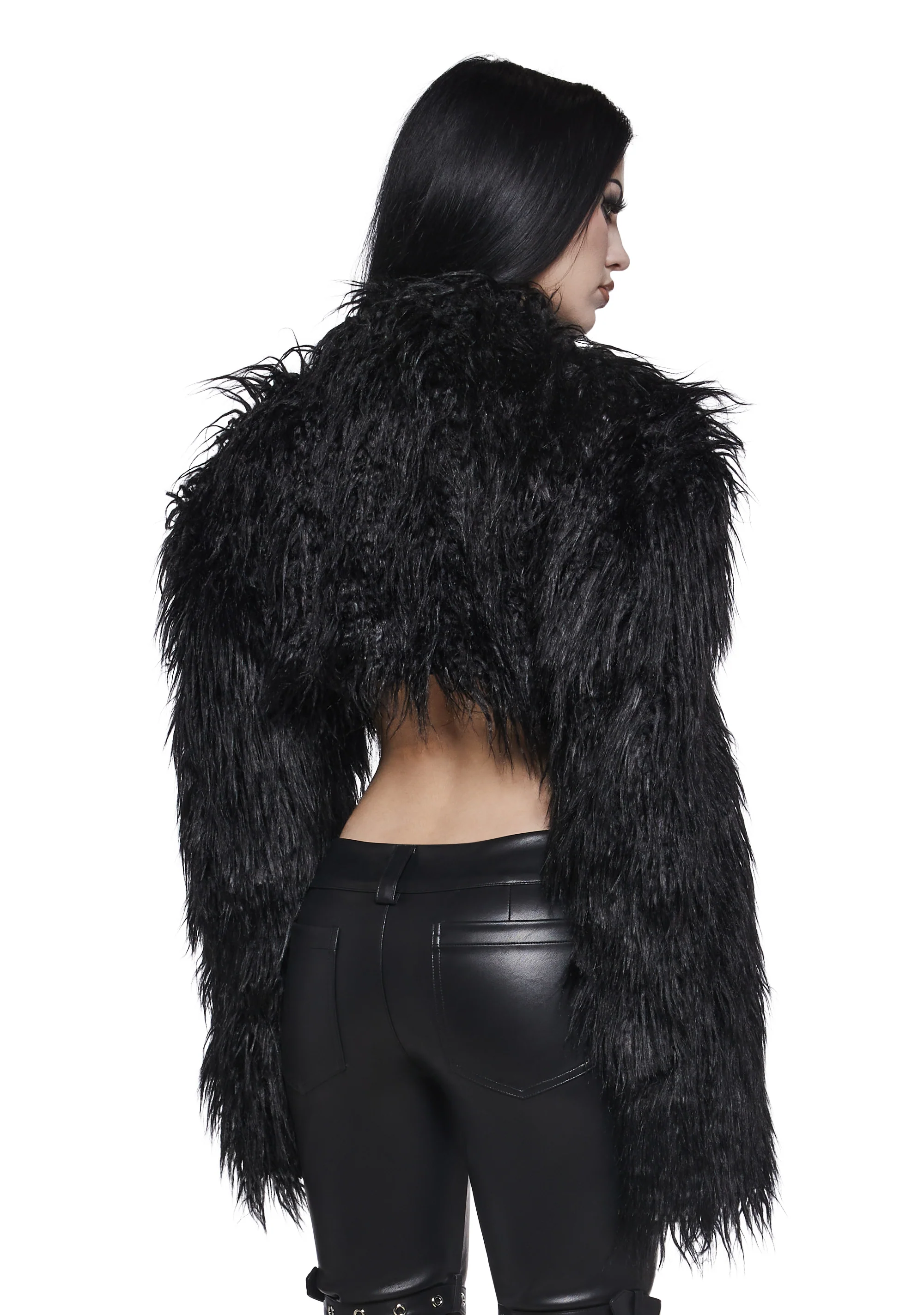 Diva Faux Fur Bolero - Black - Image 4