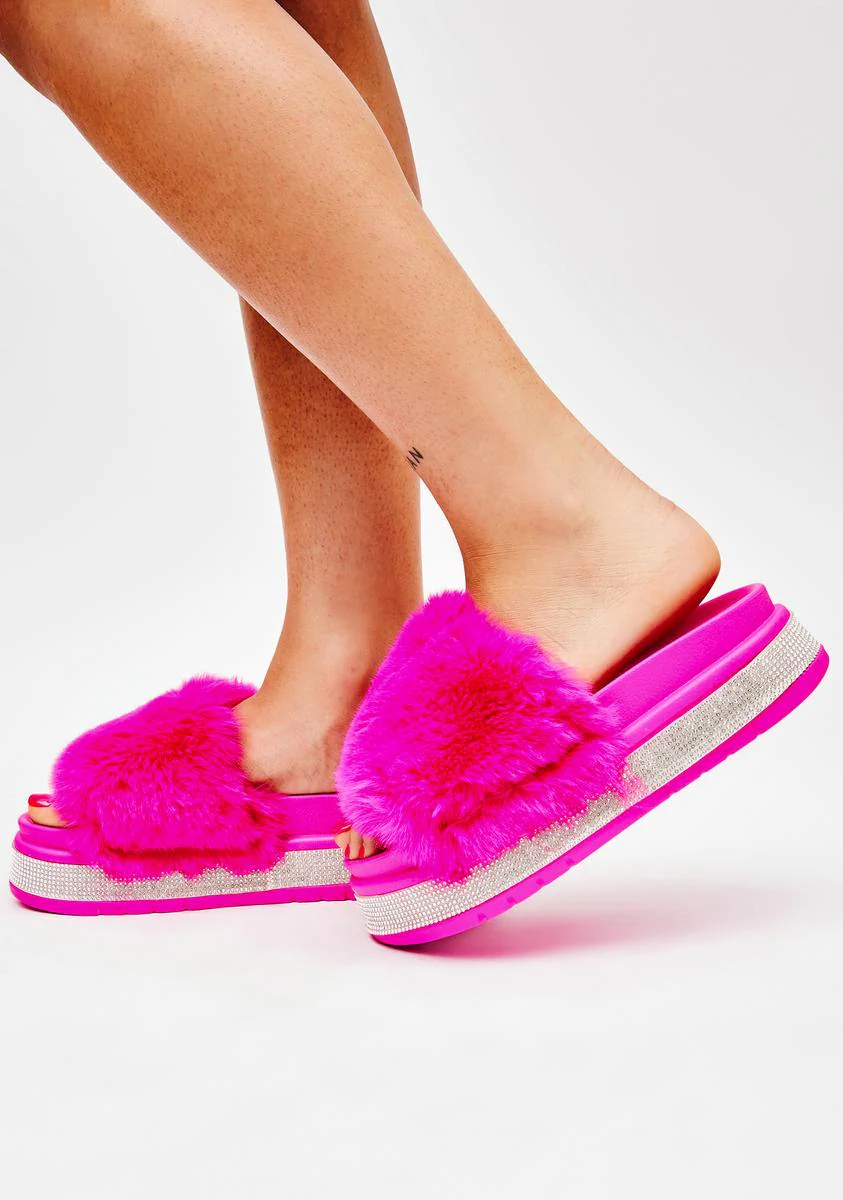 Diva Minto Rhinestone Slides - Dark Pink - Image 2