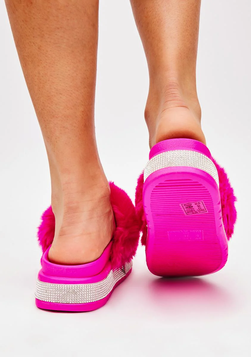 Diva Minto Rhinestone Slides - Dark Pink - Image 4