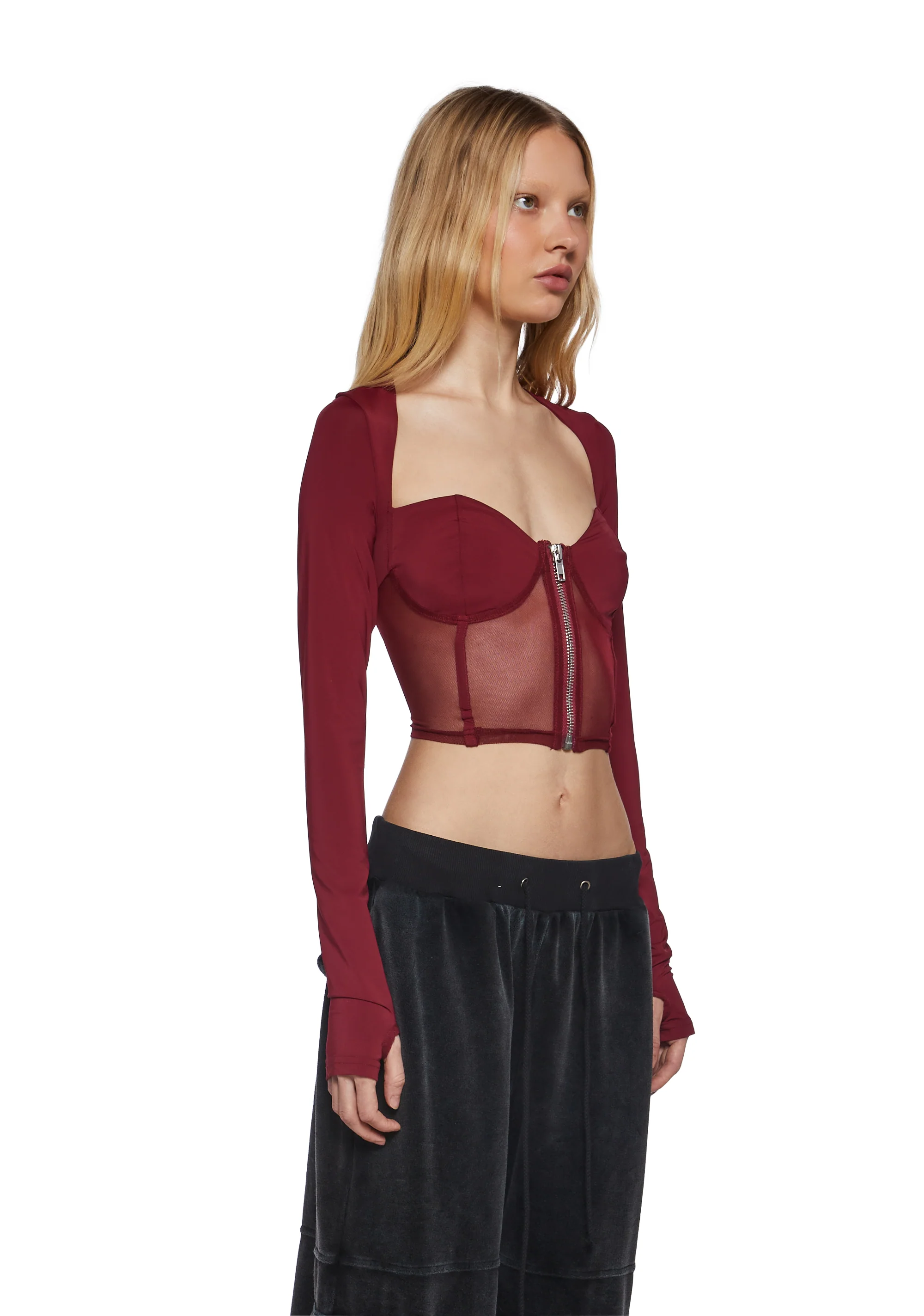 Do You Good Mesh Corset Top - Red - Image 3