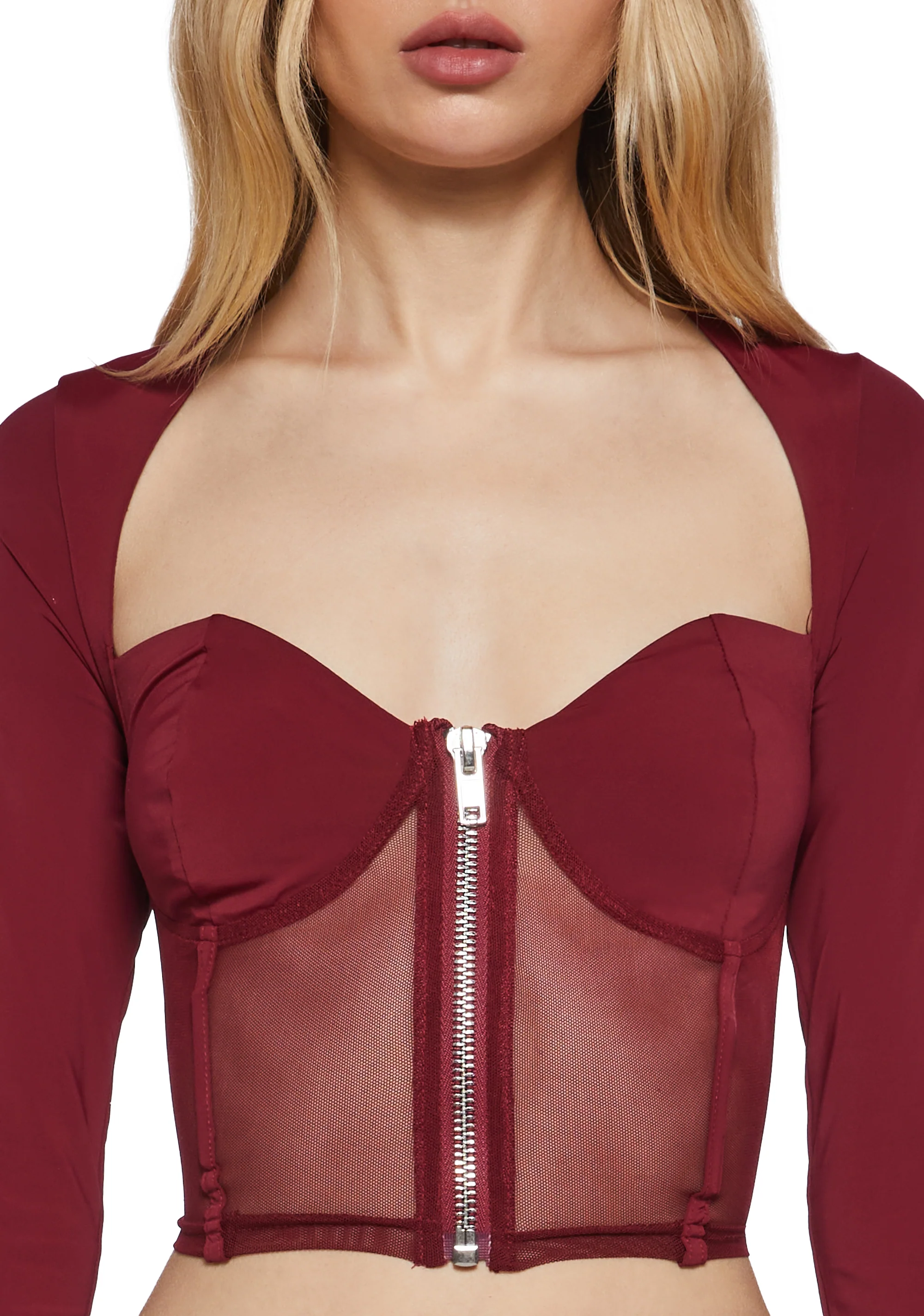 Do You Good Mesh Corset Top - Red - Image 5