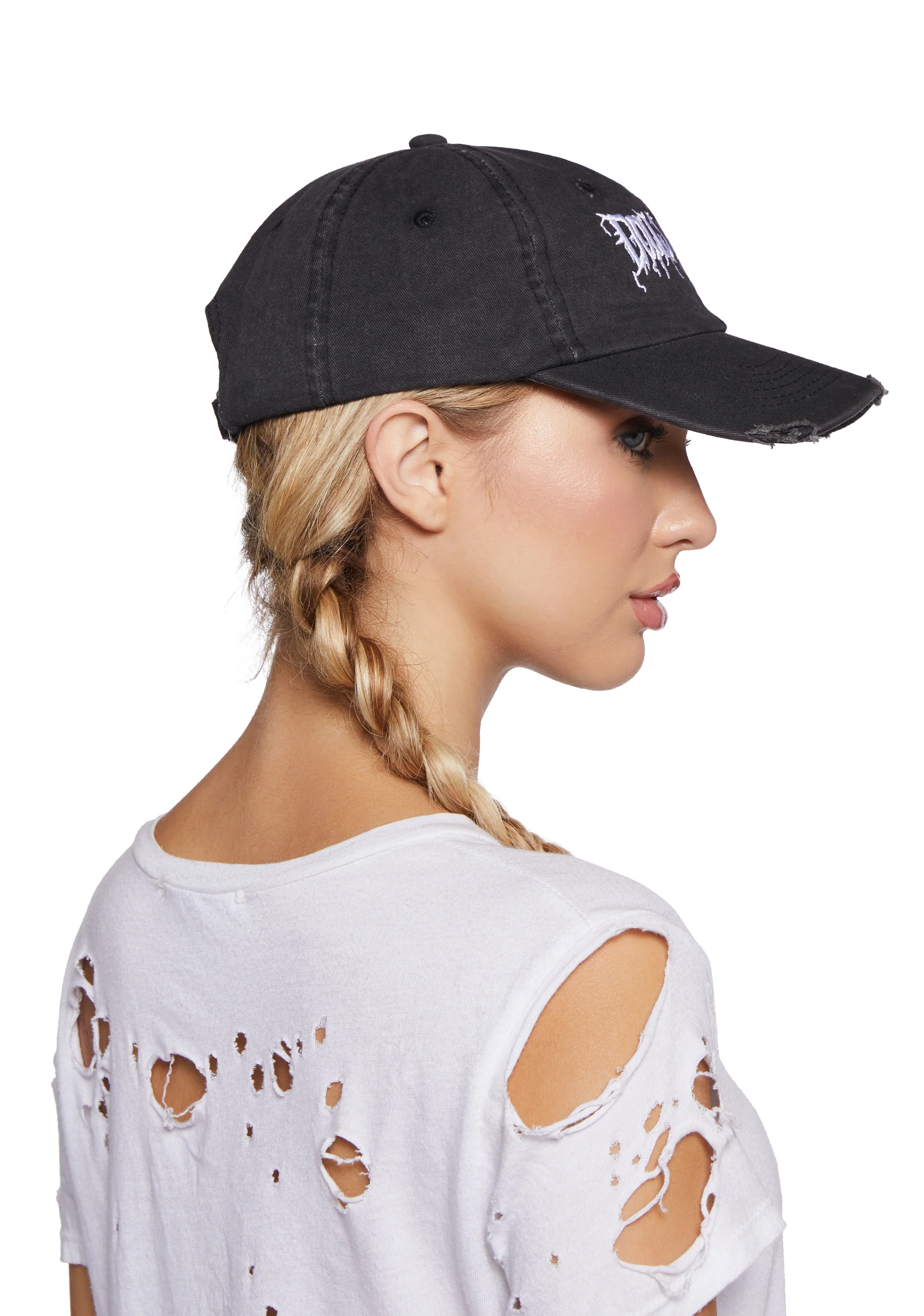 Dolls Kill Distressed Dad Cap - Black - Image 3