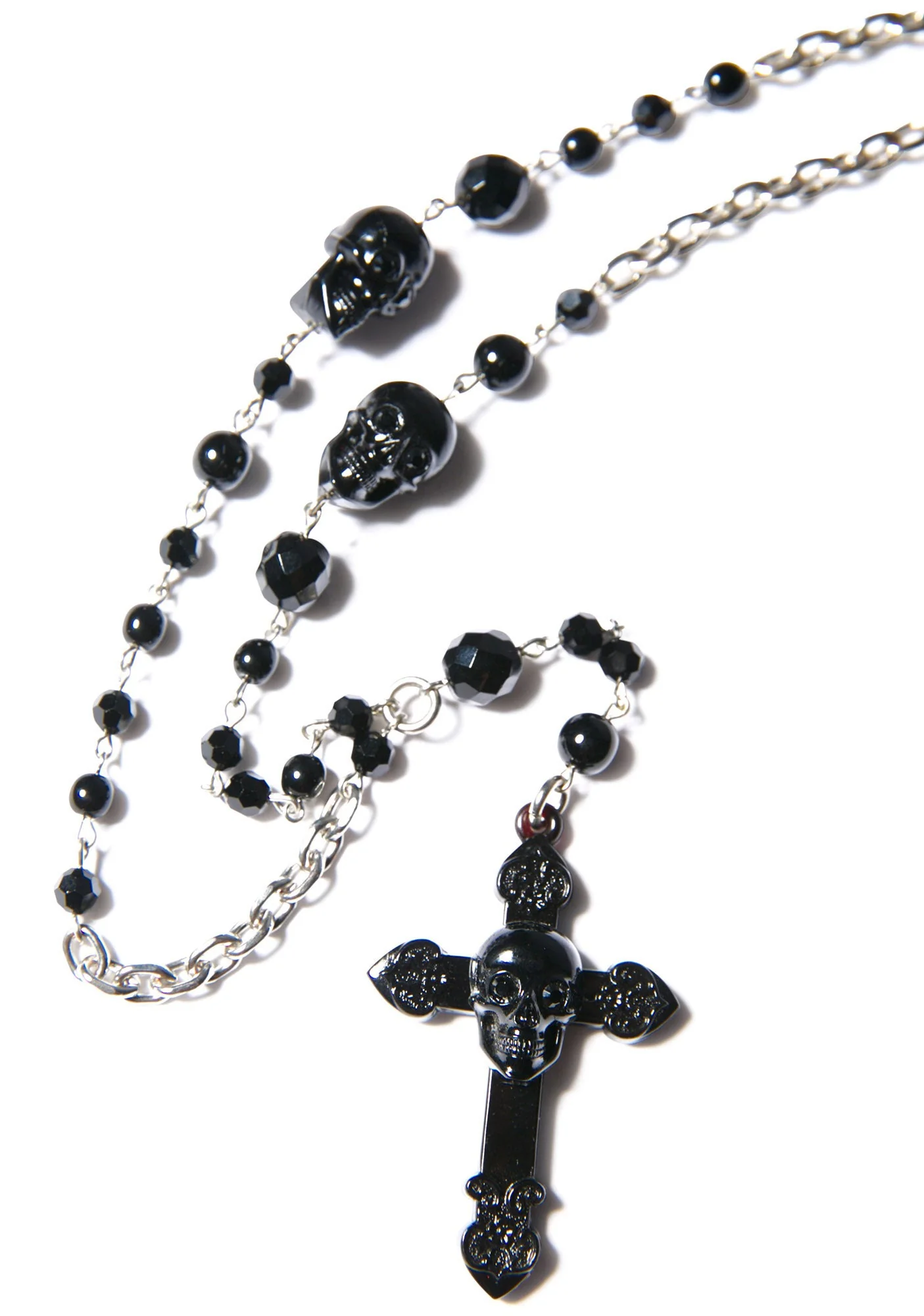 Don't Cross Me Rosary Necklace - Light Brown - Image 4