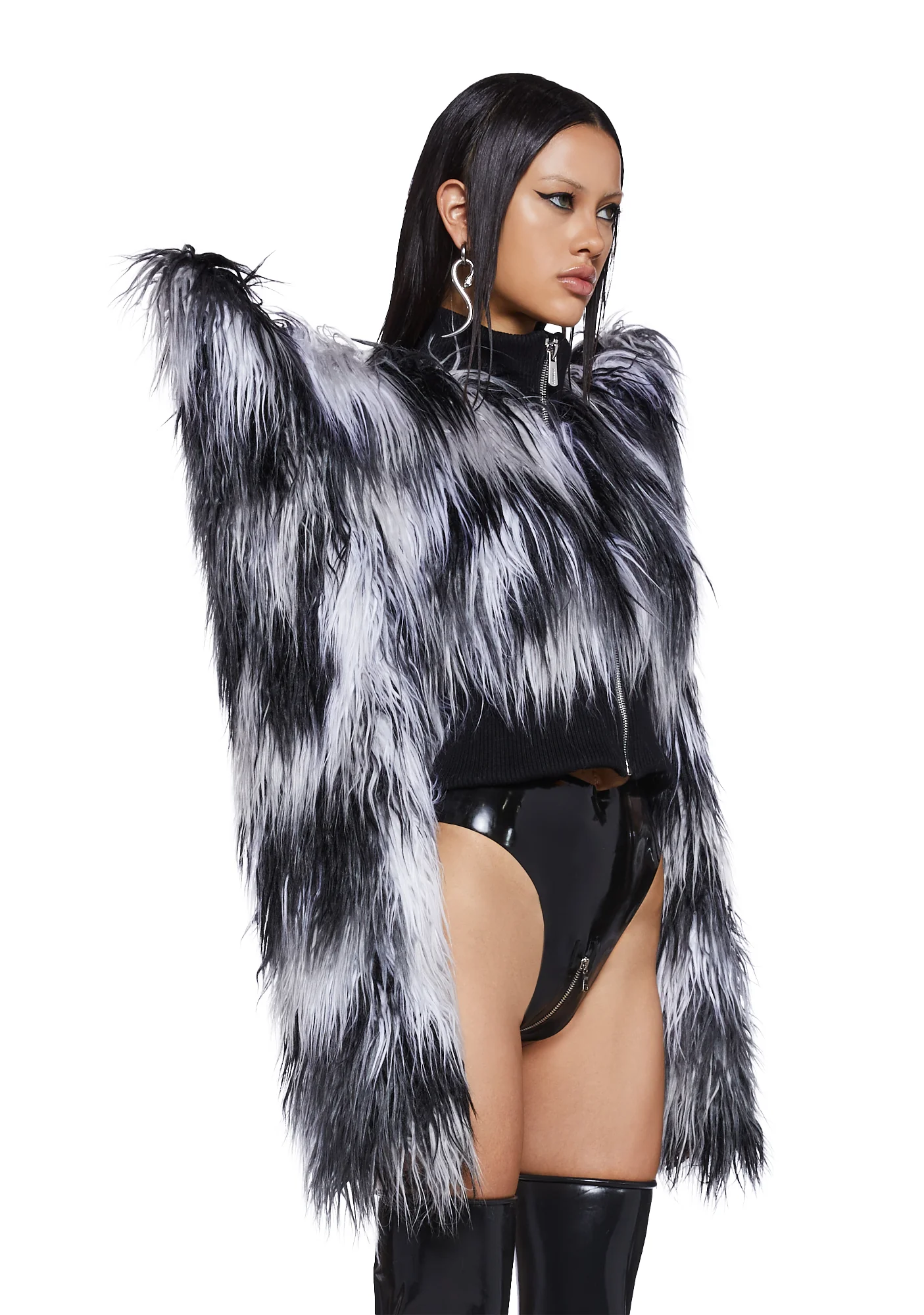 Doomsday Faux Fur Crop Jacket - Image 3