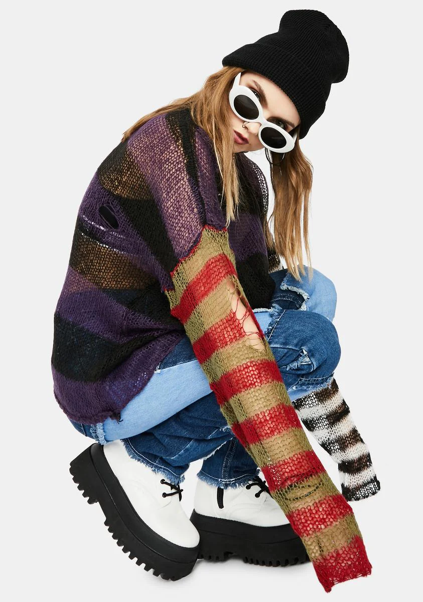 Dork Sheer Knit Striped Sweater - Image 2