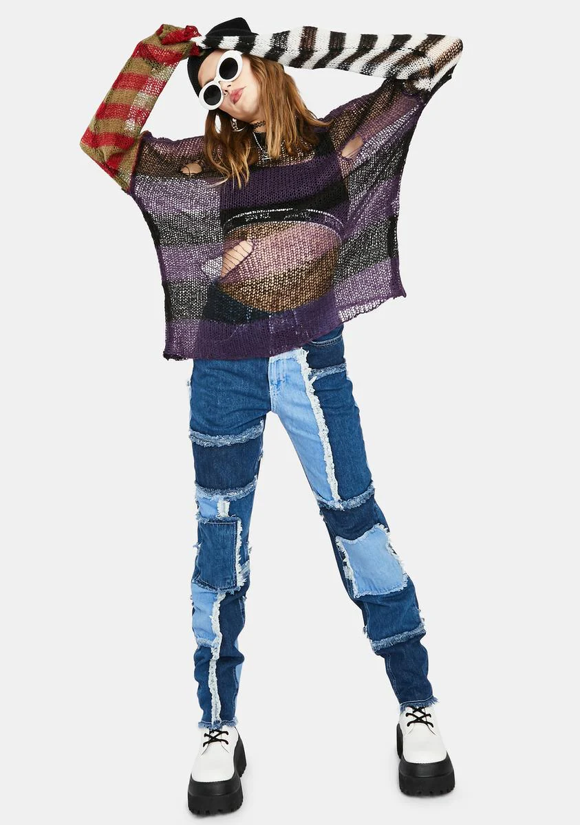 Dork Sheer Knit Striped Sweater - Image 3