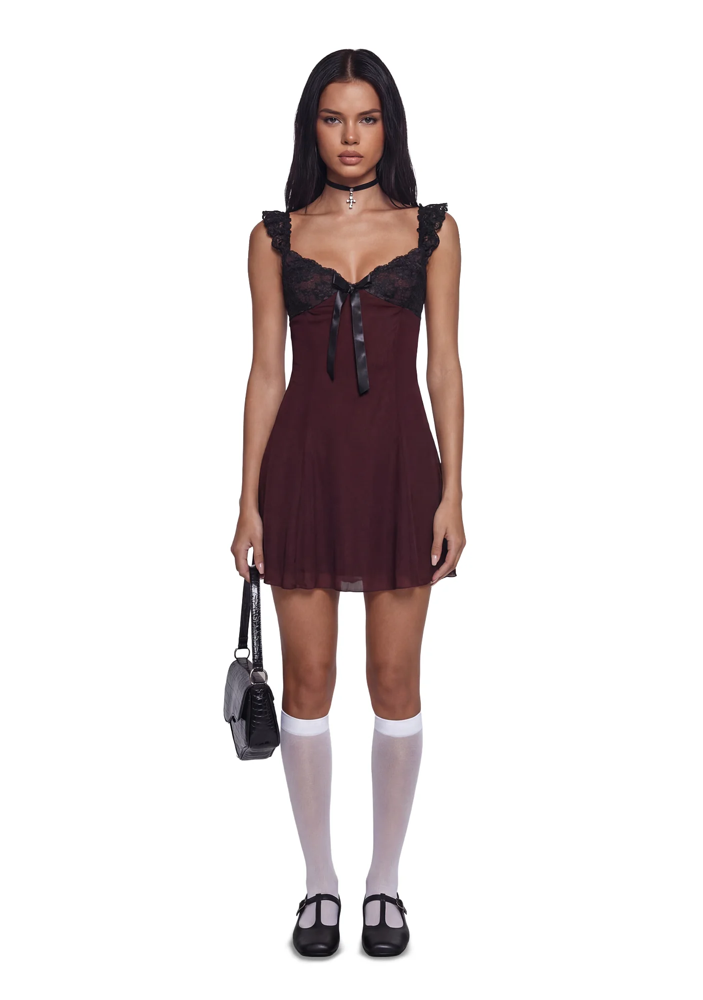 Double Date Mini Dress - Dark Red - Image 2
