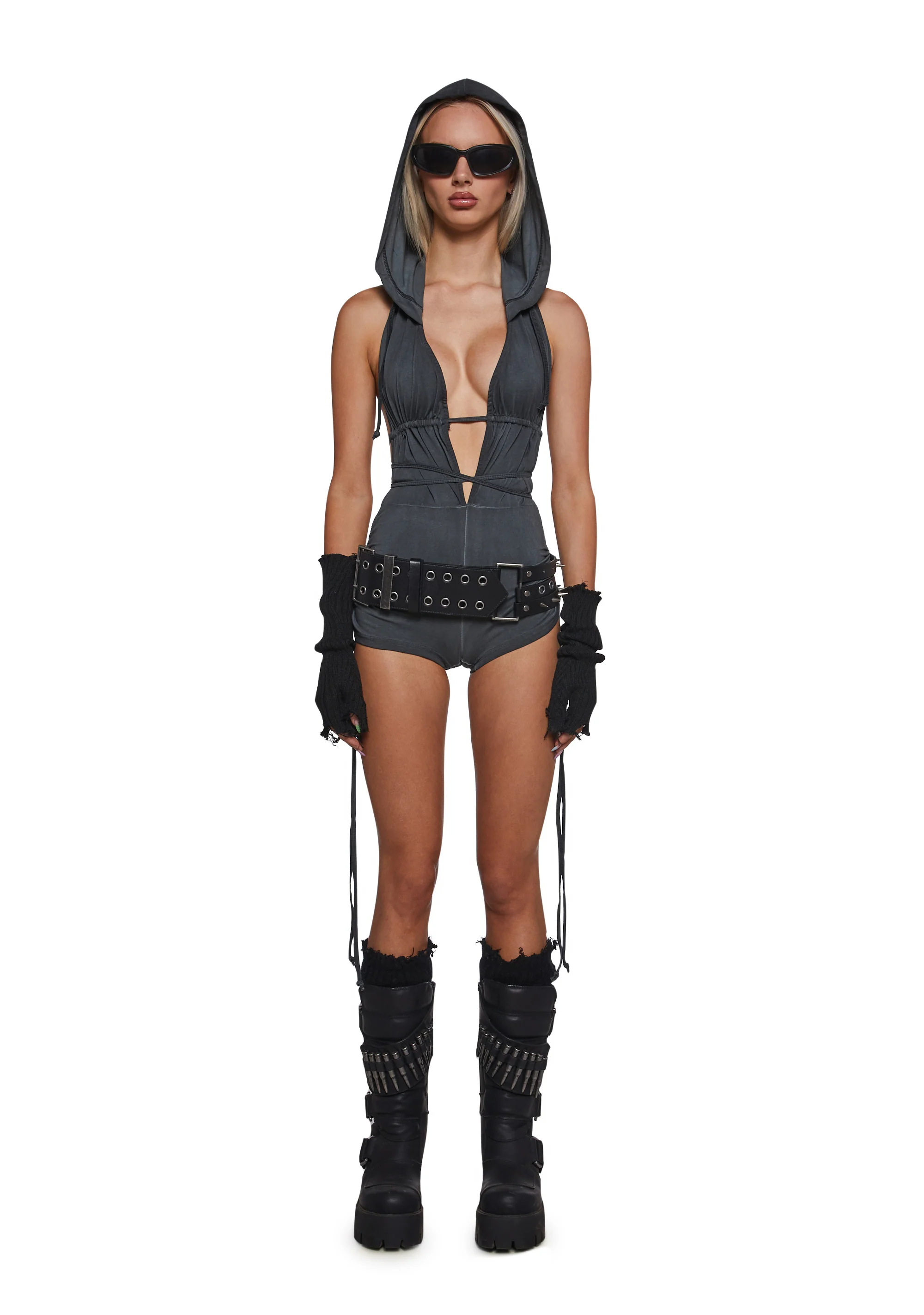 Downbeat Hooded Romper - Black - Image 2
