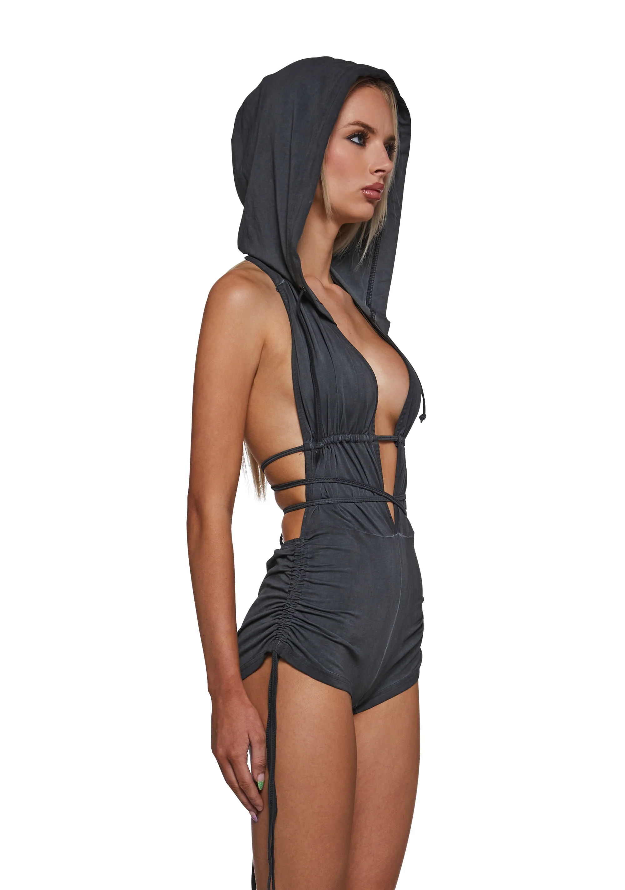 Downbeat Hooded Romper - Black - Image 3