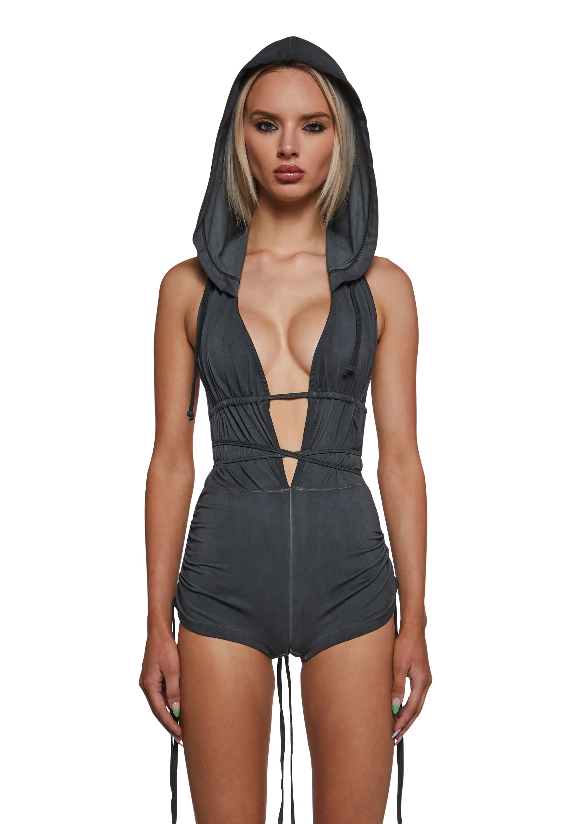 Downbeat Hooded Romper - Black - Image 6