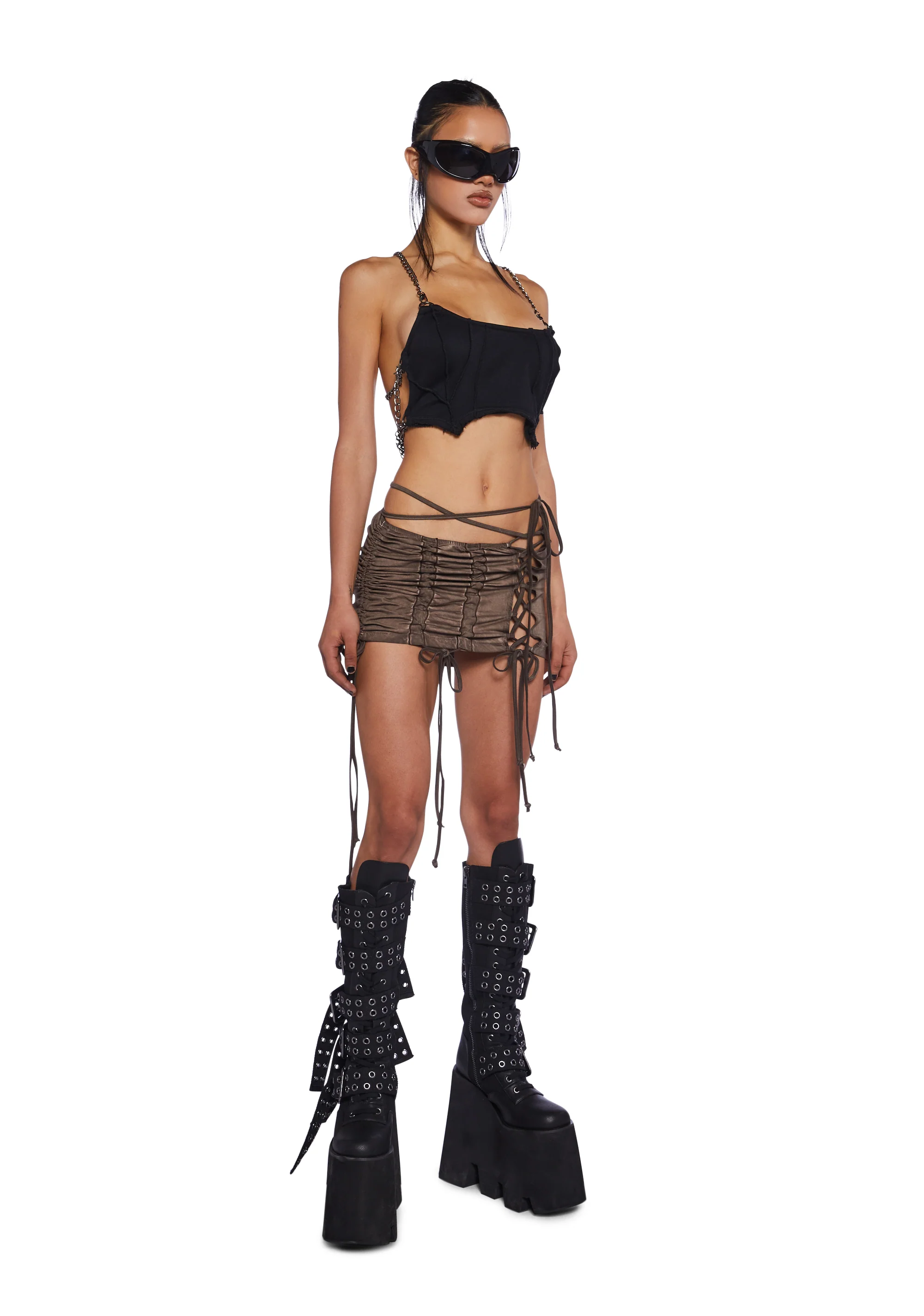 Downbeat Lace-Up Micro Skirt - Image 2
