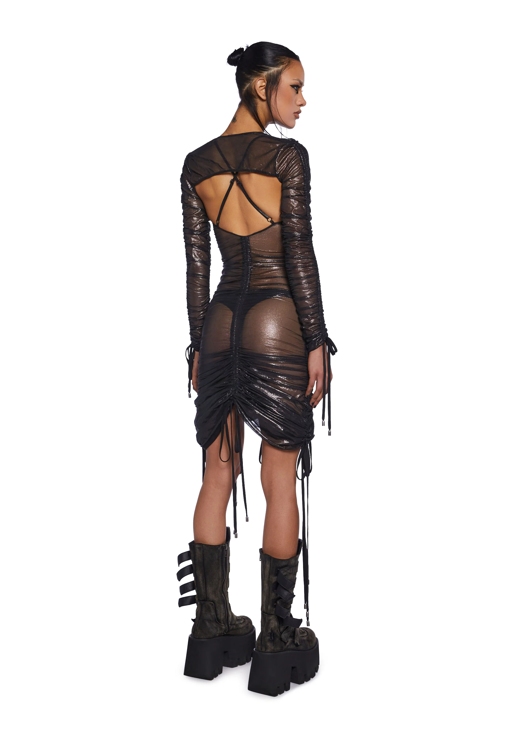 Downbeat Metallic Midi Dress With Shrug - Image 4
