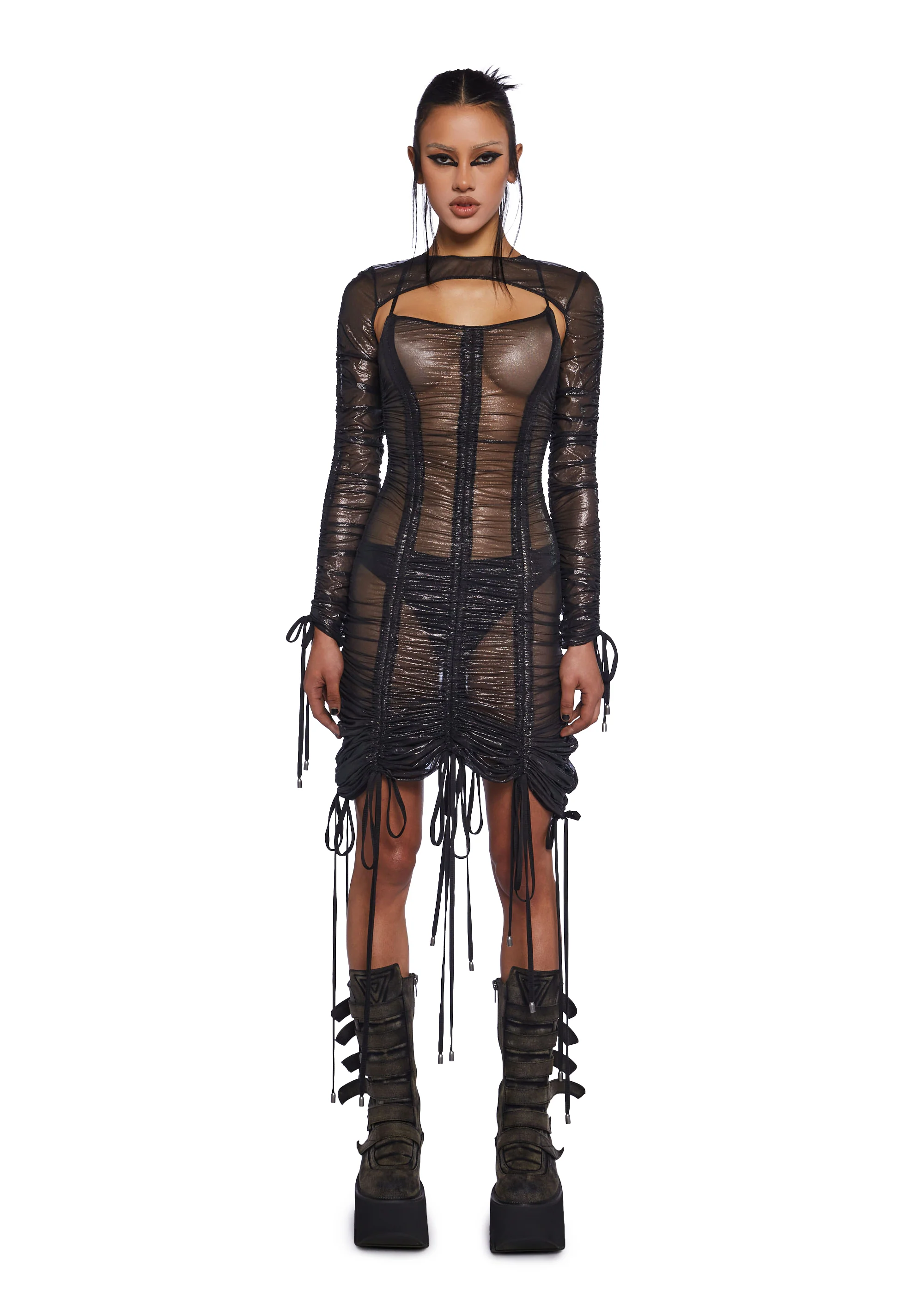 Downbeat Metallic Midi Dress With Shrug - Image 6
