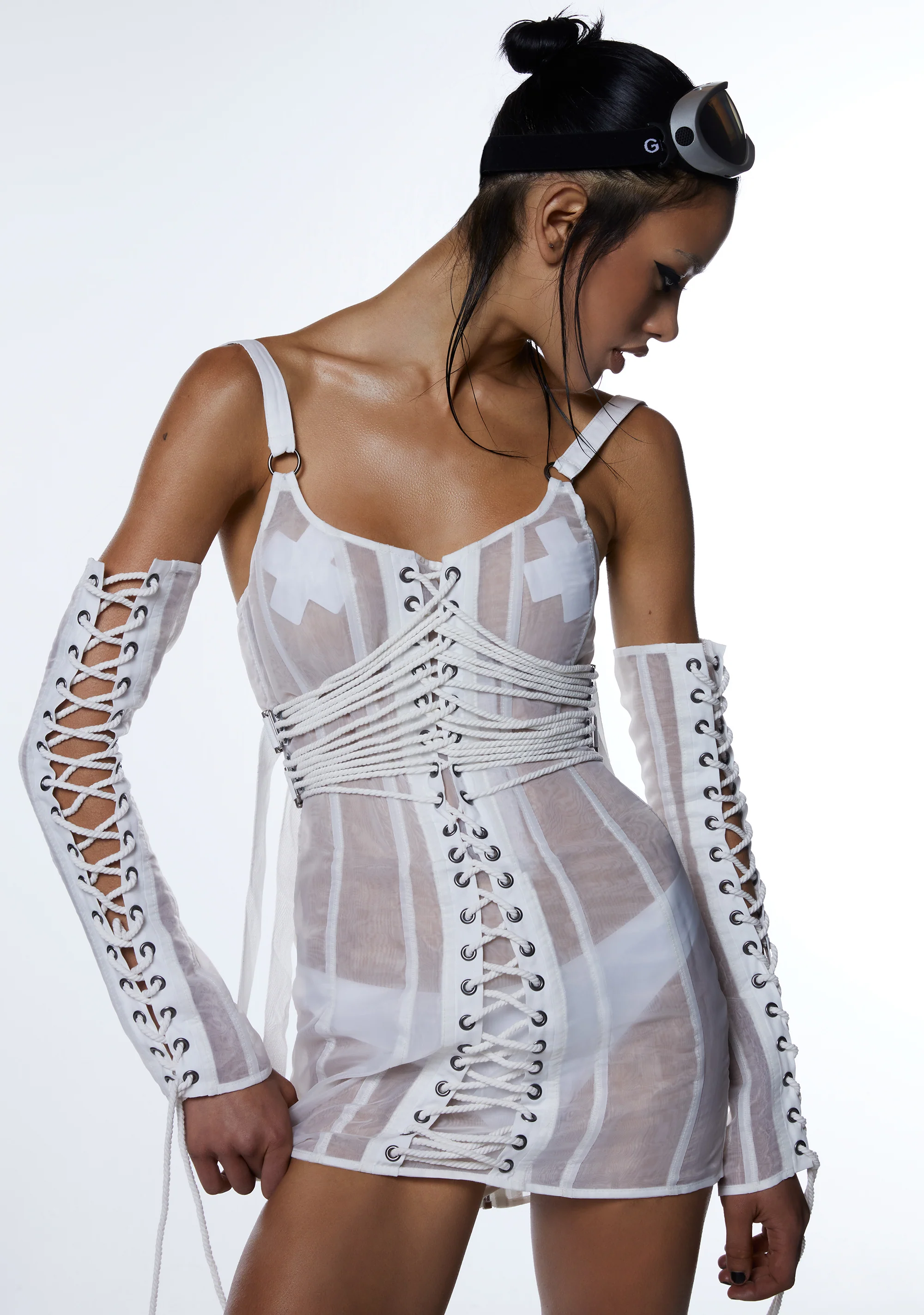 Downbeat Organza Corset Dress And Gloves Set - Image 6