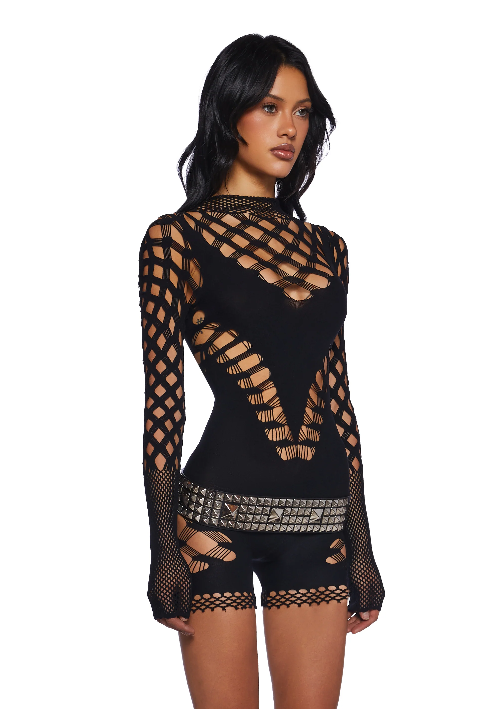 Downtown Rebel Fishnet Romper - Image 3