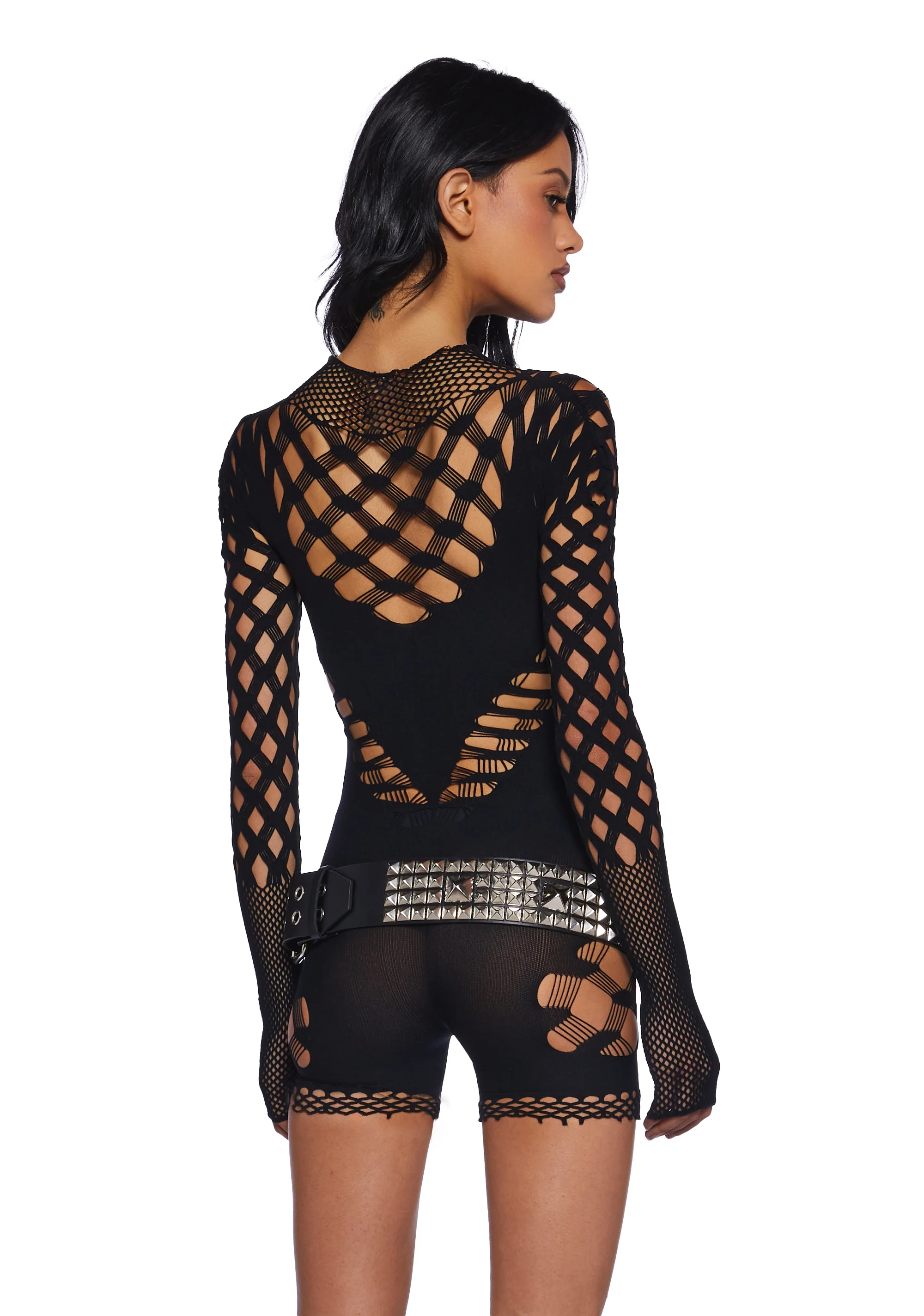Downtown Rebel Fishnet Romper - Image 4